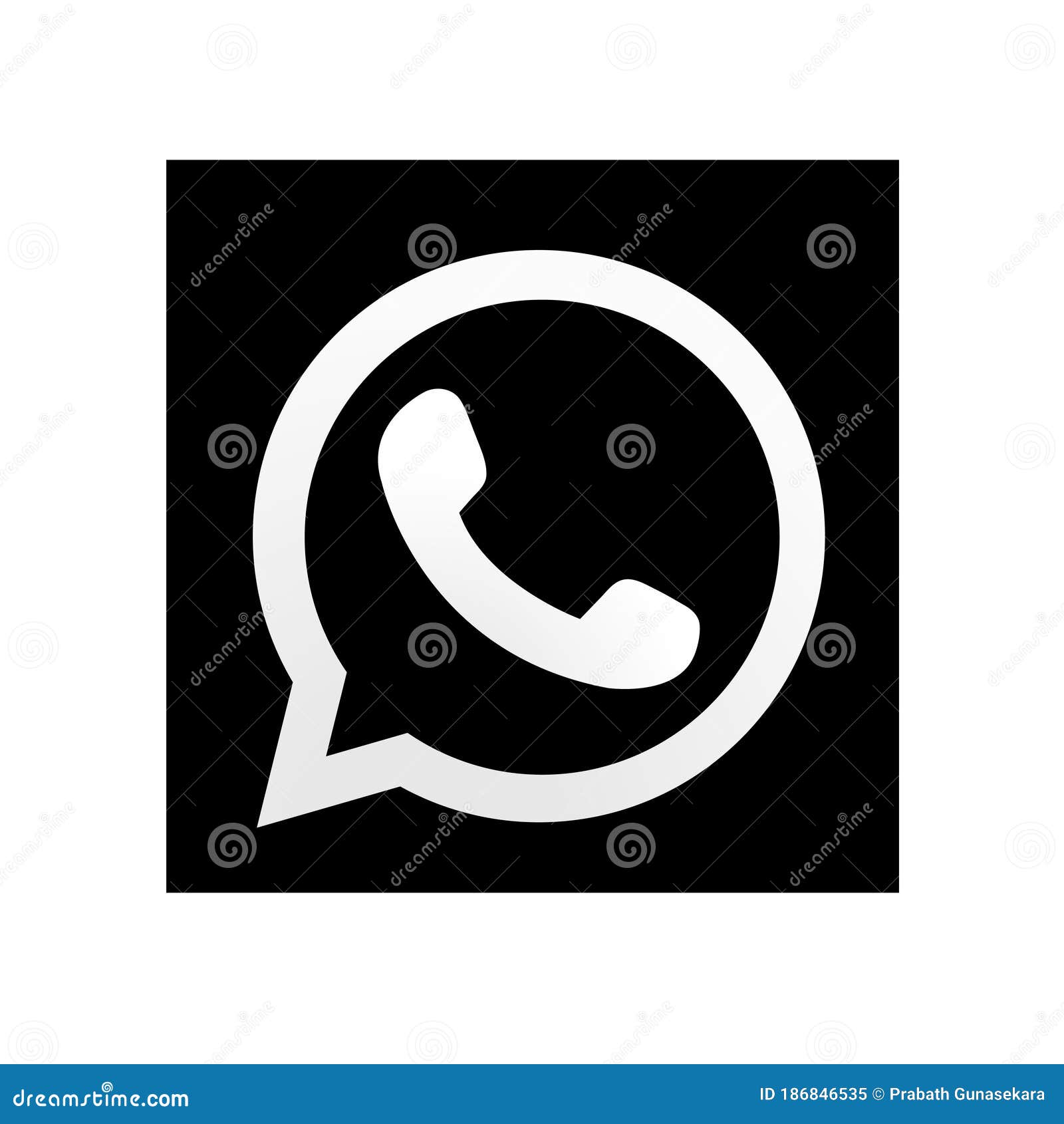 Squared Black And White Whatsapp Logo Icon Stock Vector Illustration Of