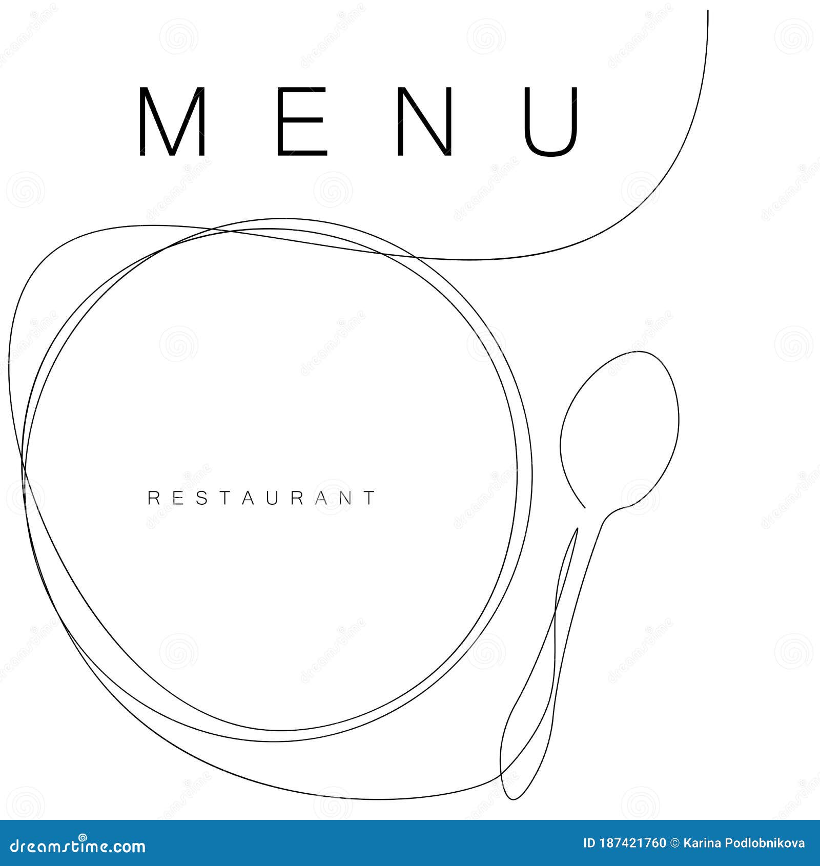 Menu Restaurant Background. Black and White Design. Vector Stock