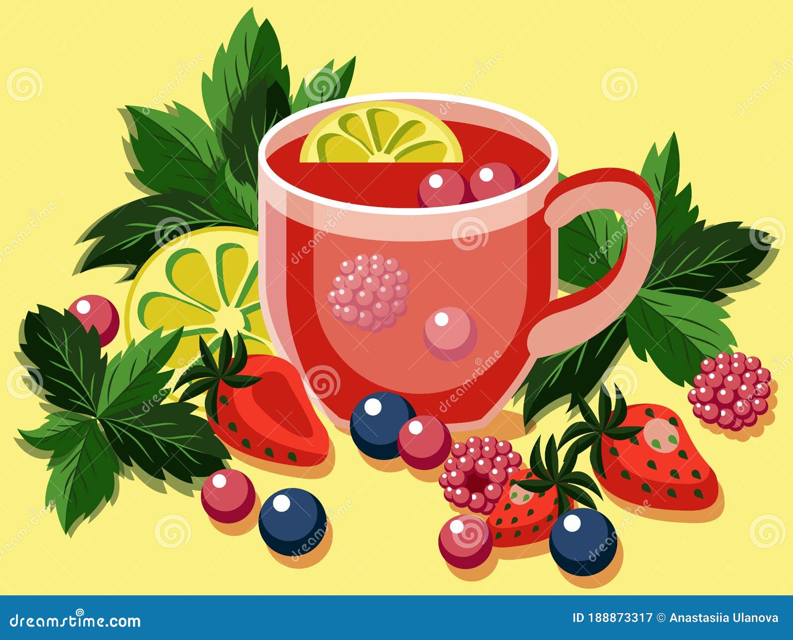 Cup of Fruit Drink from the Berries Stock Vector Illustration of