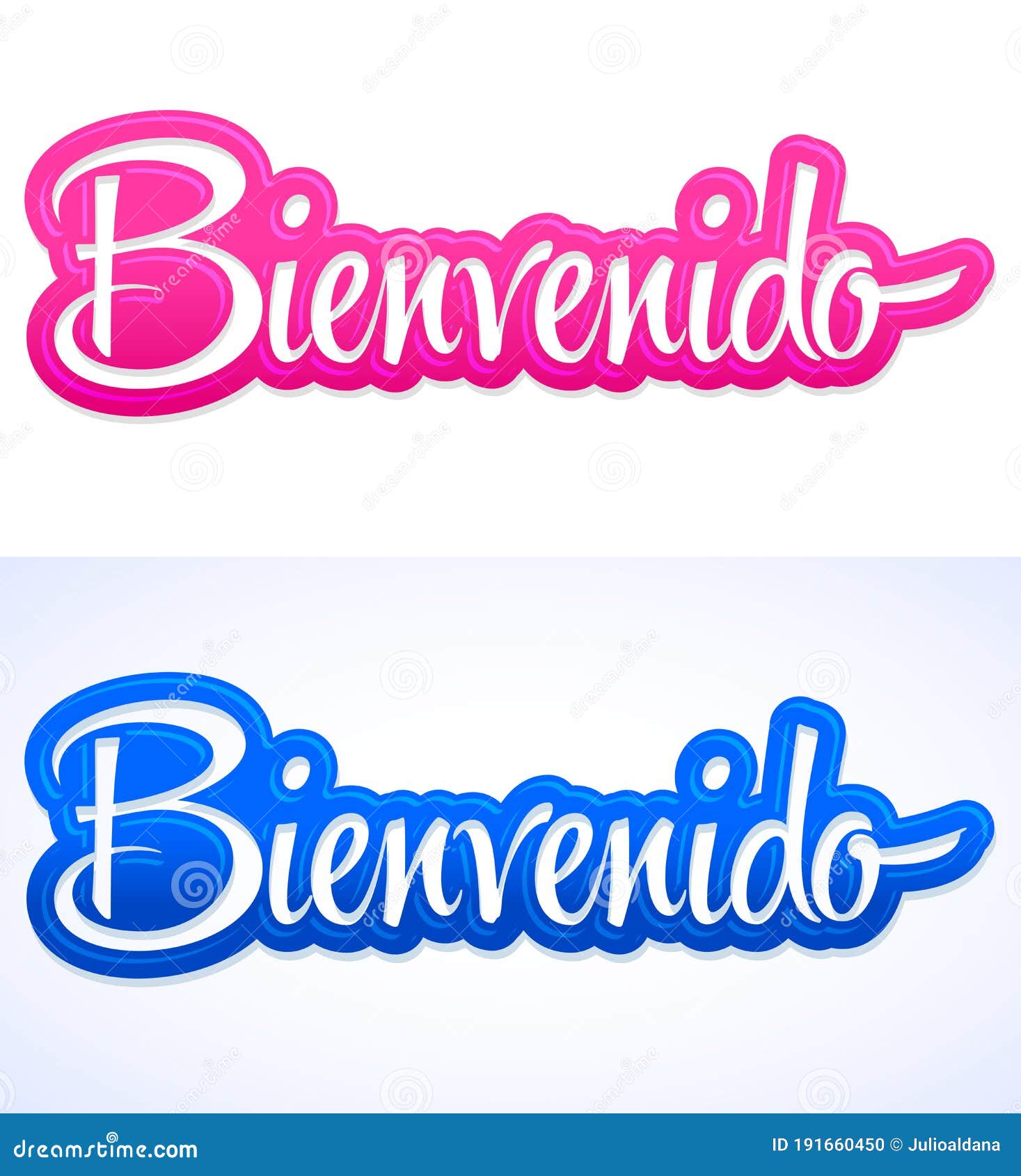 Bienvenido, Welcome Spanish Text Hand Lettering Vector Illustration. Stock  Vector - Illustration of inscription, card: 191660450
