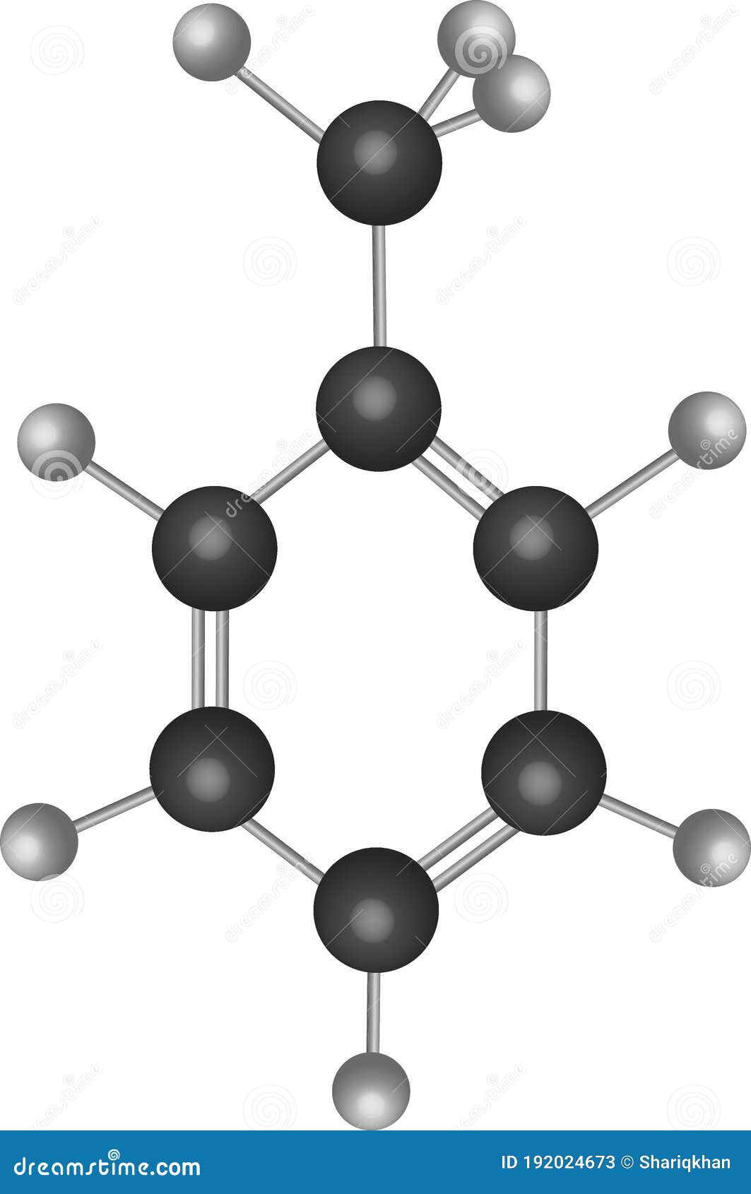 toluene or methylbenzene  c7h8 organic compound molecular structure
