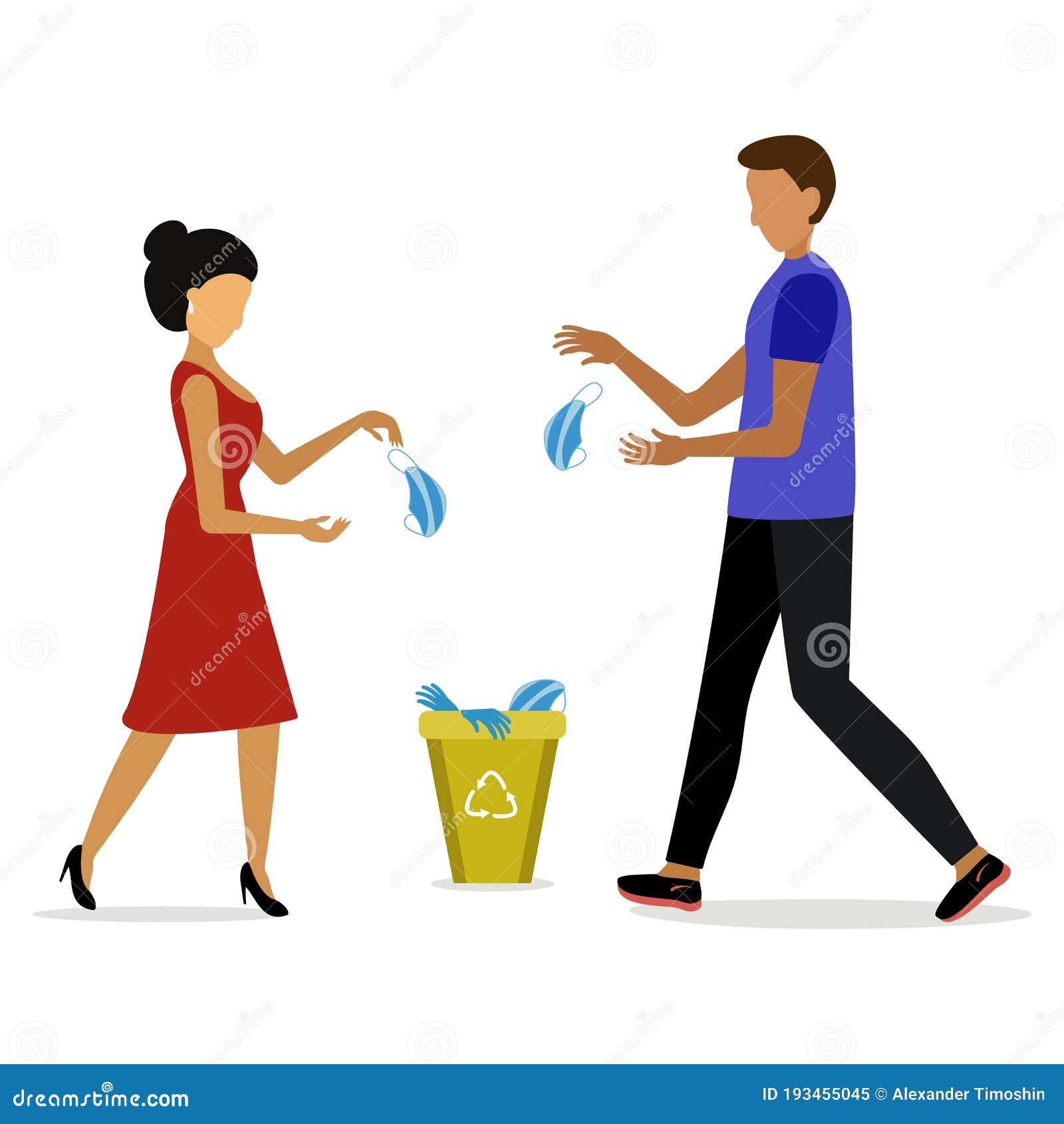 People Take Off Their Medical Masks. No More Self Isolation Stock