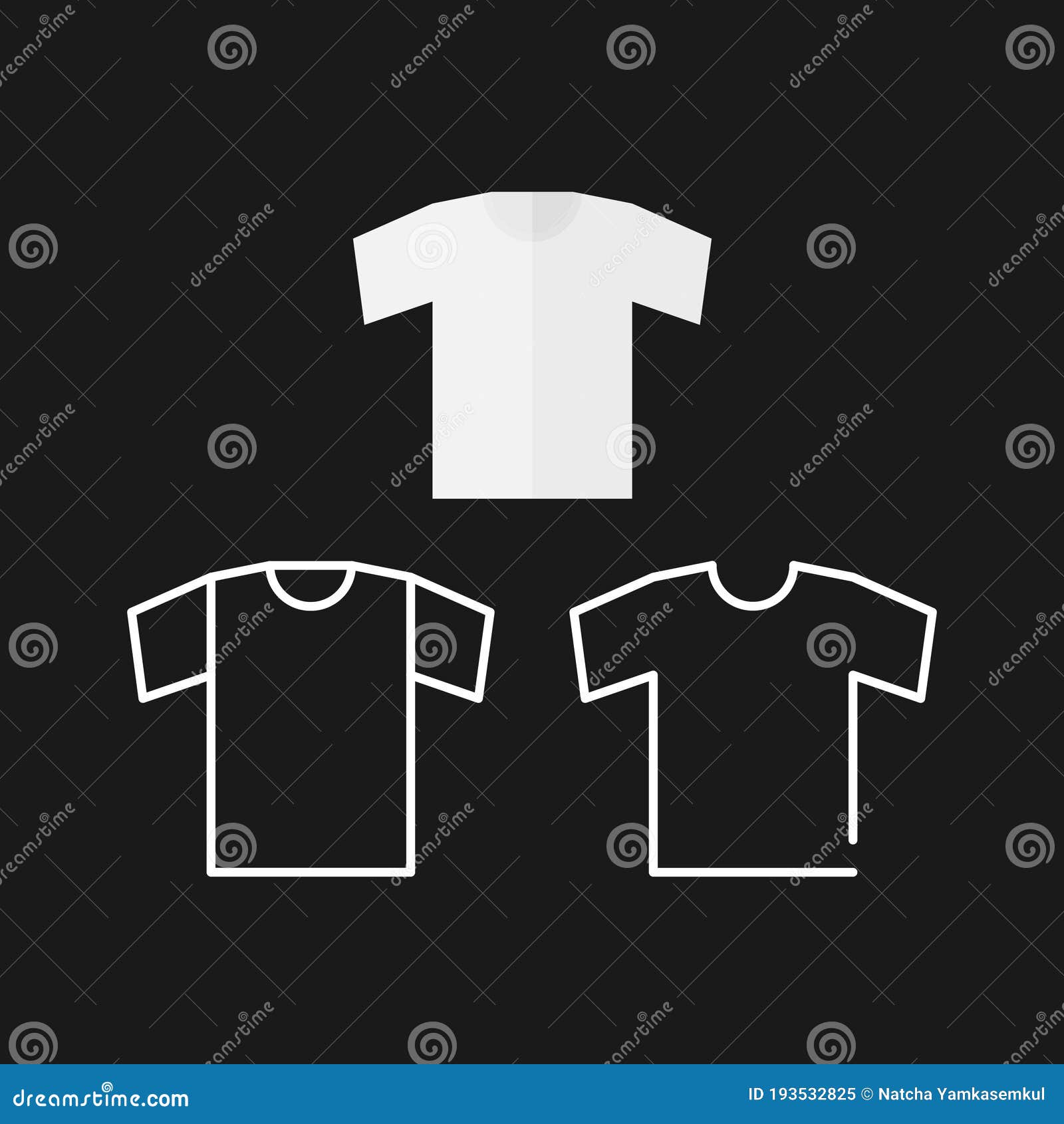 Vector White Blank Tshirt Icon Symbol on Black Background. Vector