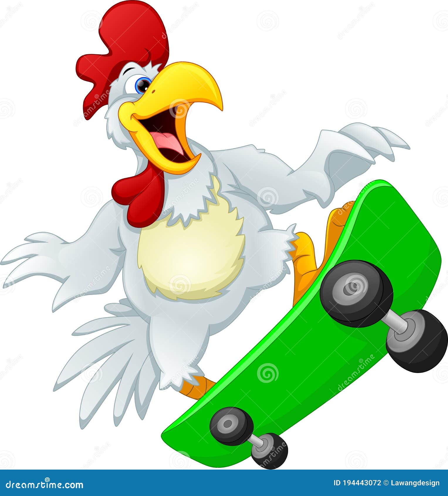 Cute Chicken Playing Skate Board Stock Vector Illustration of