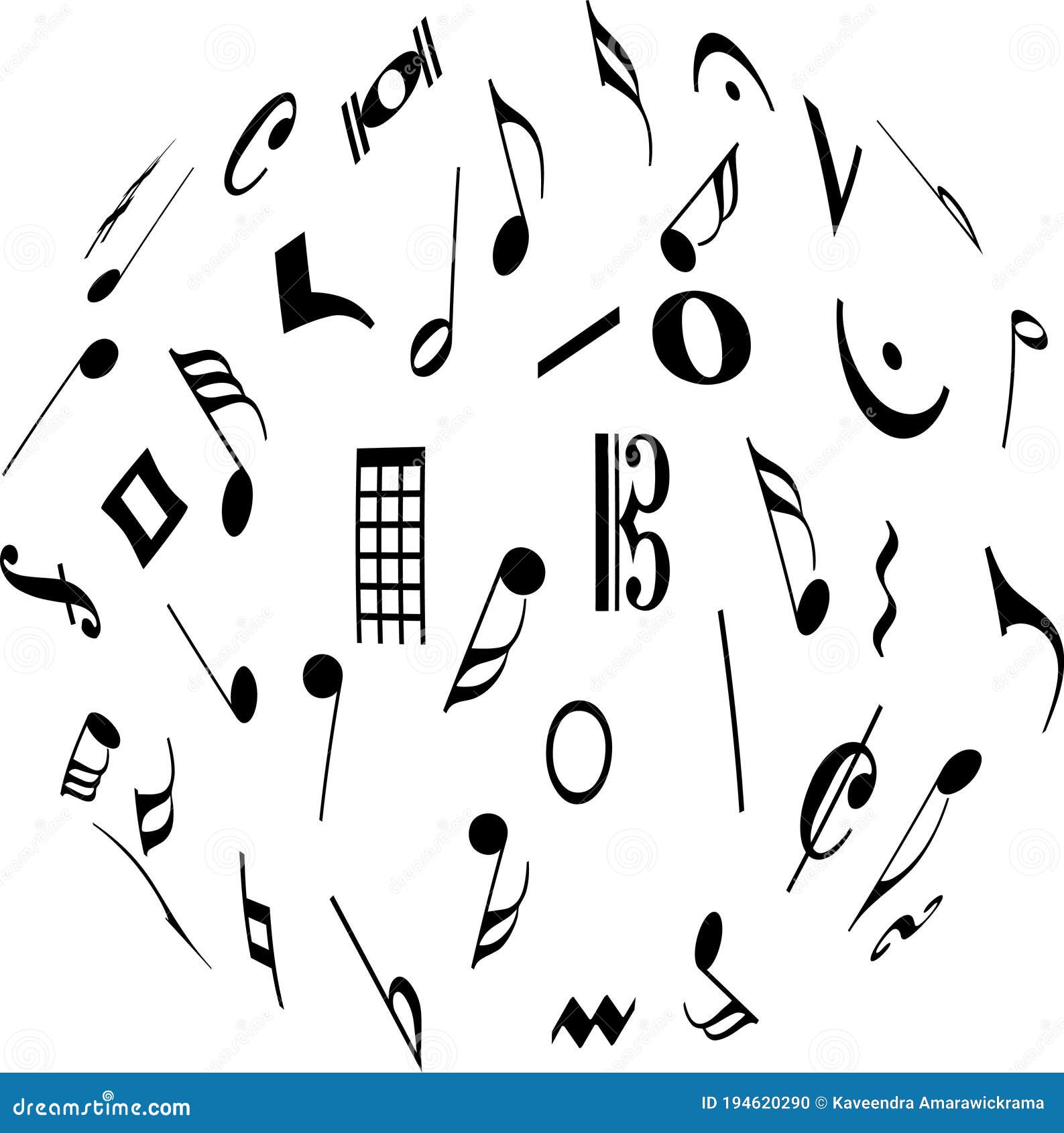 Music Notes Circle Design on White Stock Vector Illustration of shape