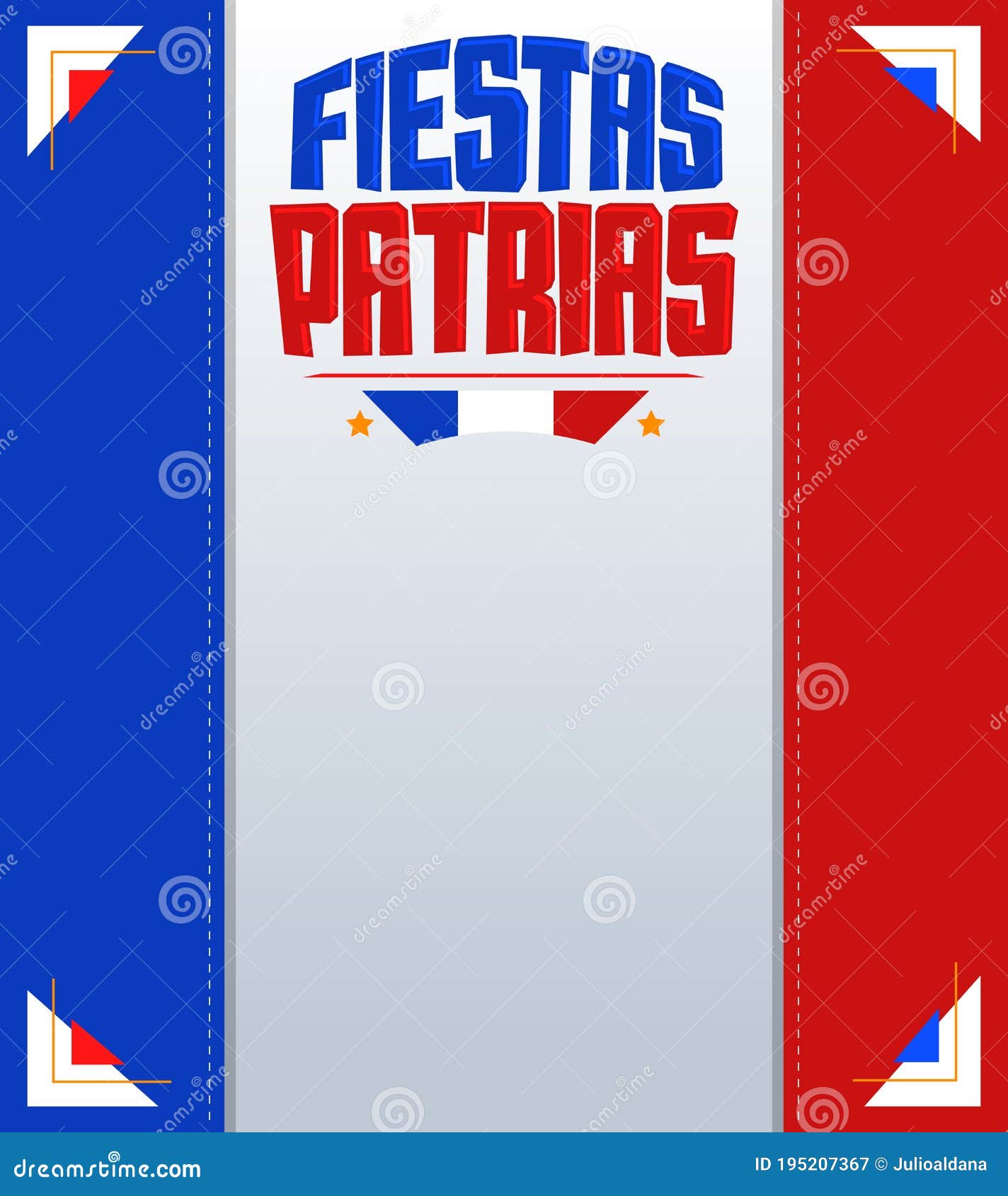 fiestas patrias, national holidays spanish text, chile theme patriotic celebration banner, chilean flag color.