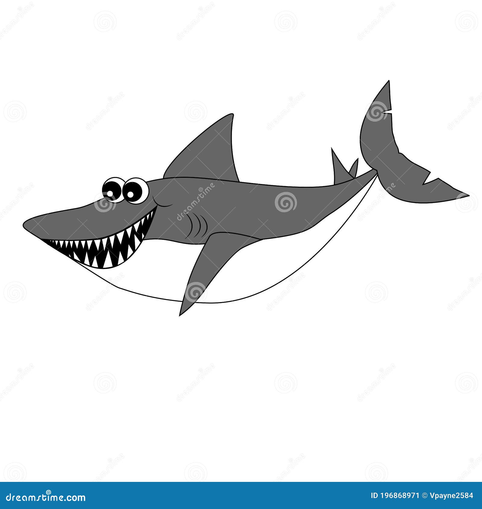 Funny Cartoon Shark Character. Vector Illustration for Coloring Book Pages.  Stock Vector - Illustration of books, crab: 196868971