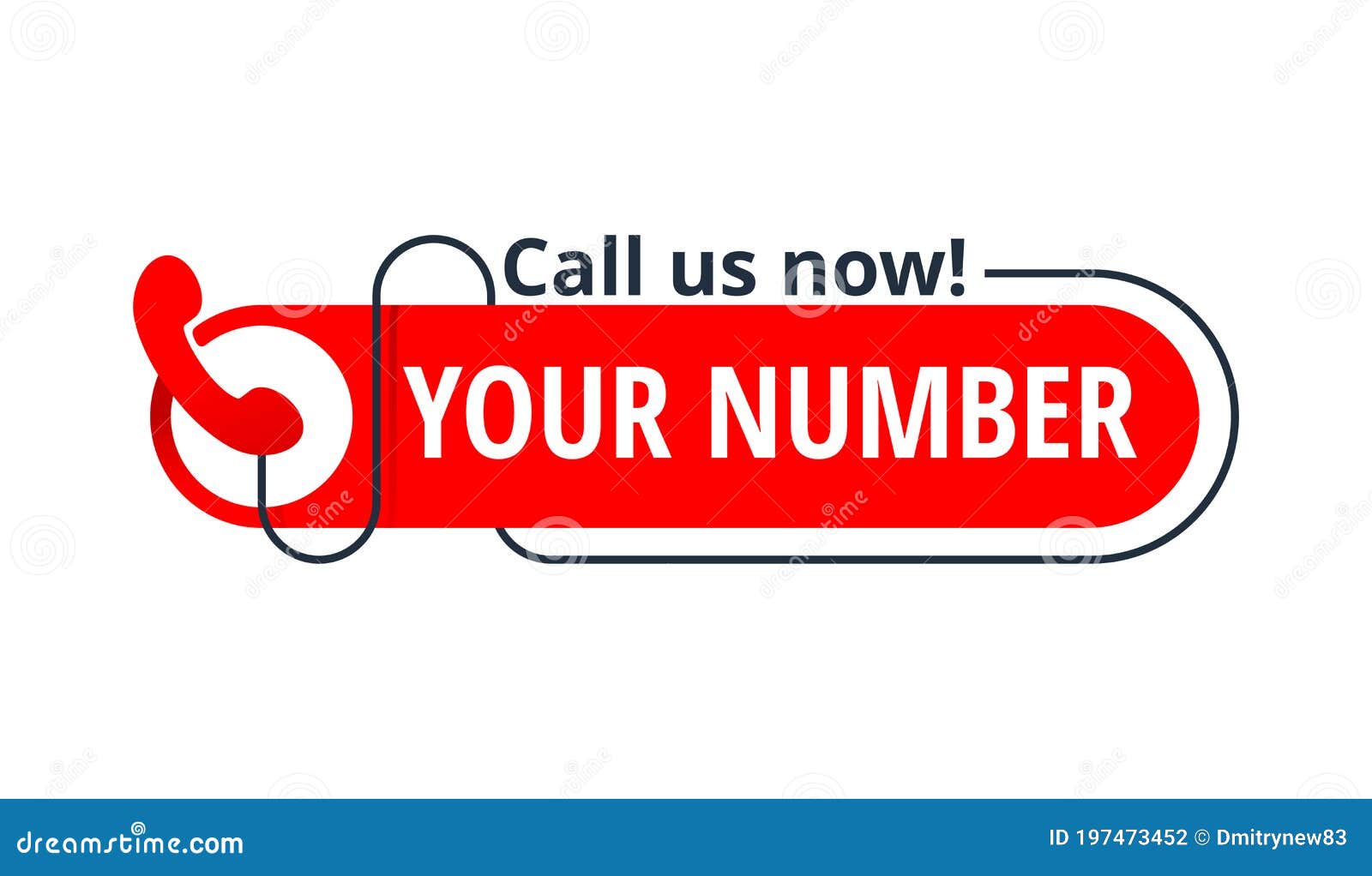 Call Us Now Template for Phone Number Stock Vector Illustration of