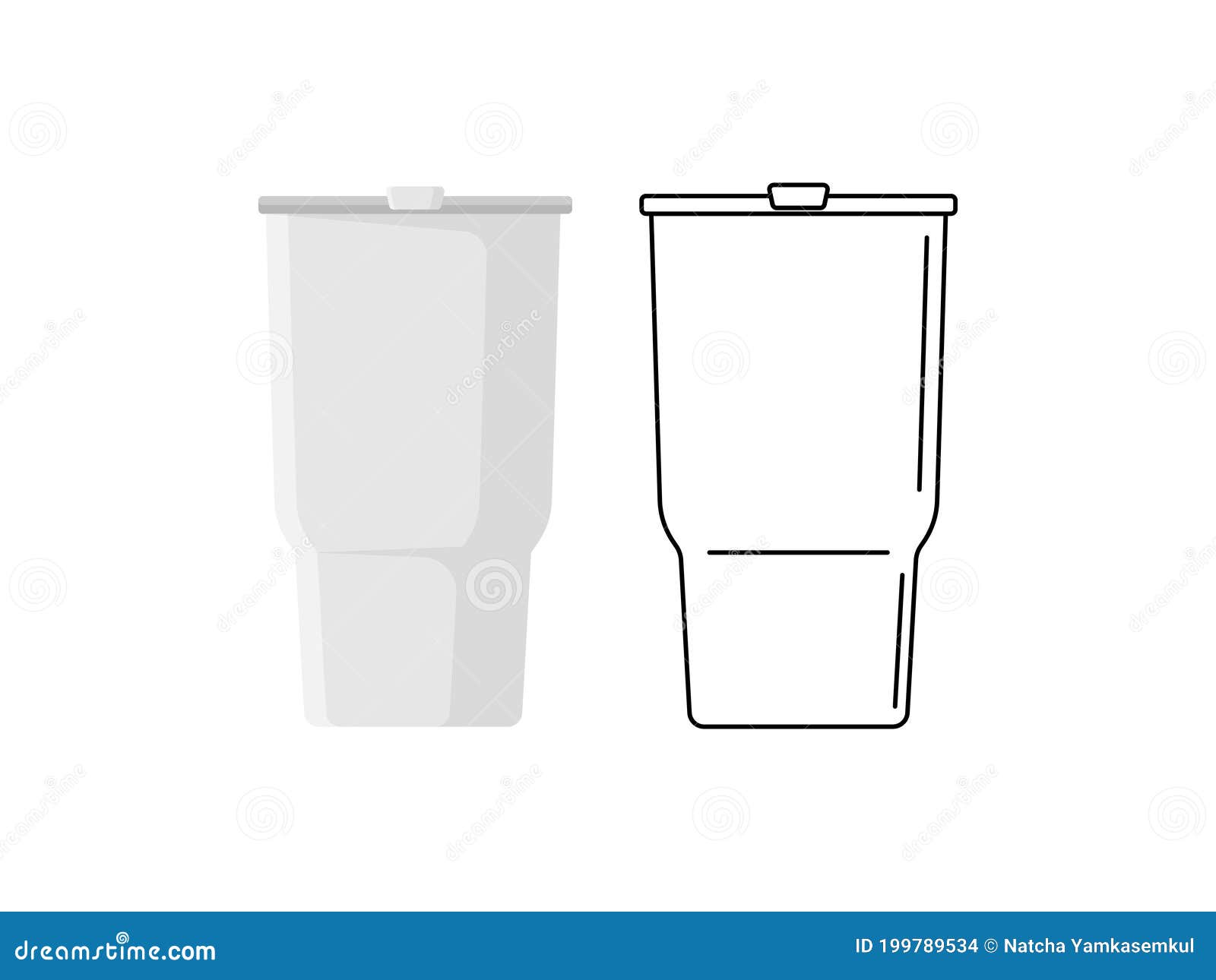 blank stainless steel tumbler with lid for branding mock up. 3d render . on white background.