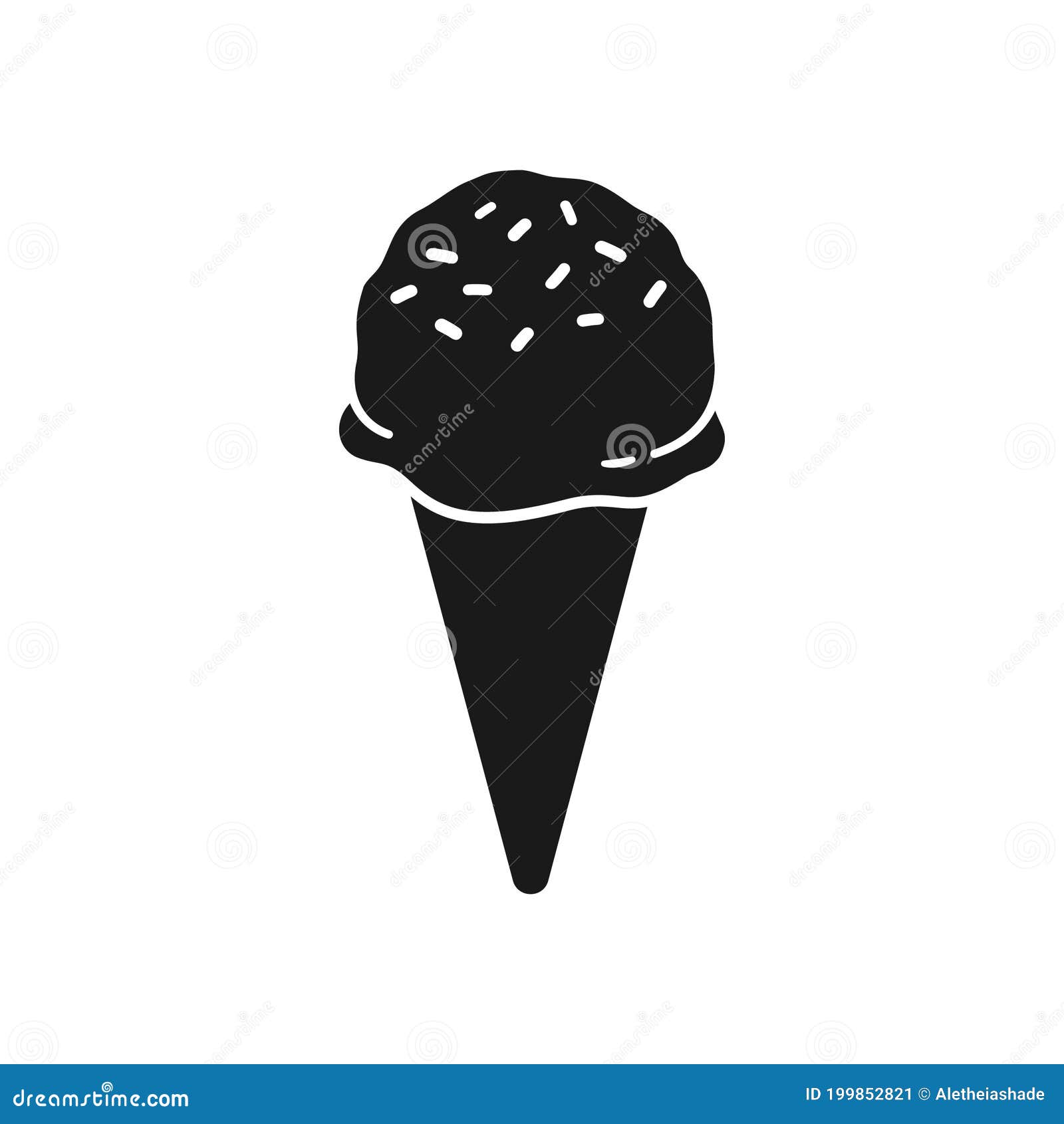 Ice Cream with Sprinkles Silhouette. Simple Logo Icon Vector