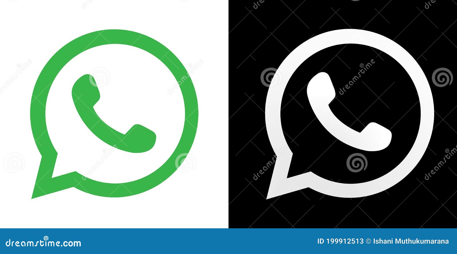 Whatsapp Logo Icon Black White And Green Color Editorial Stock Photo