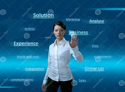 Web 2.0 Girl. Words Cloud, Pressing the BUSINESS. Stock Photo - Image ...