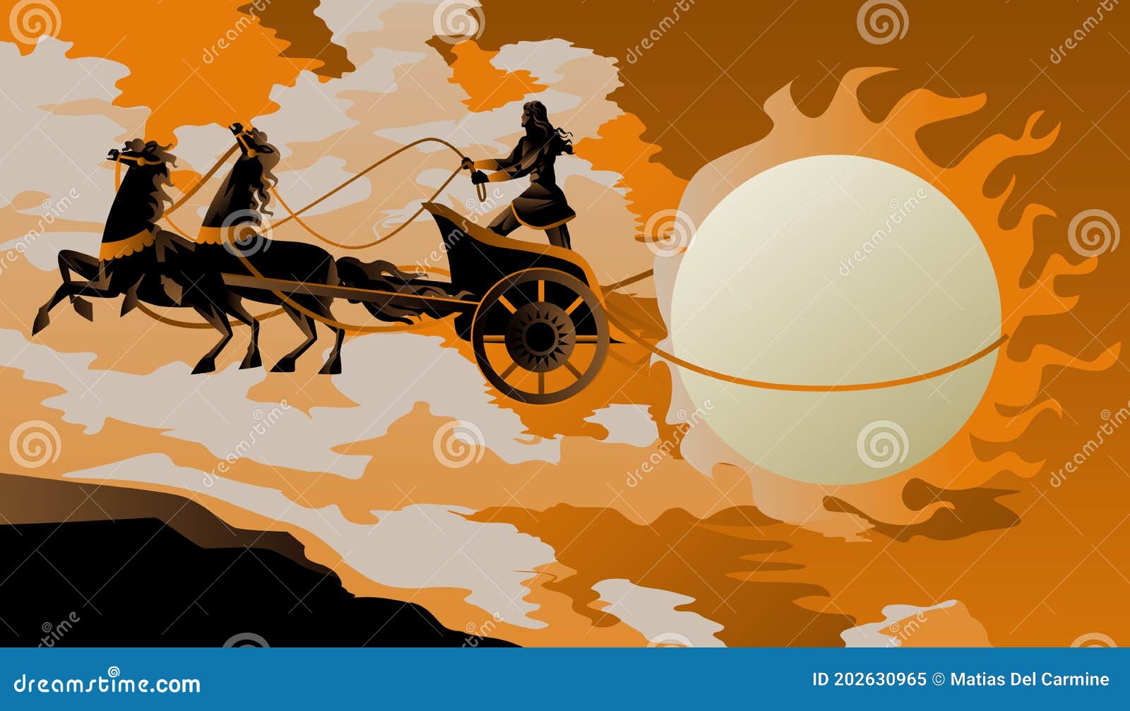 greek mythology apollo with chariot and the sun