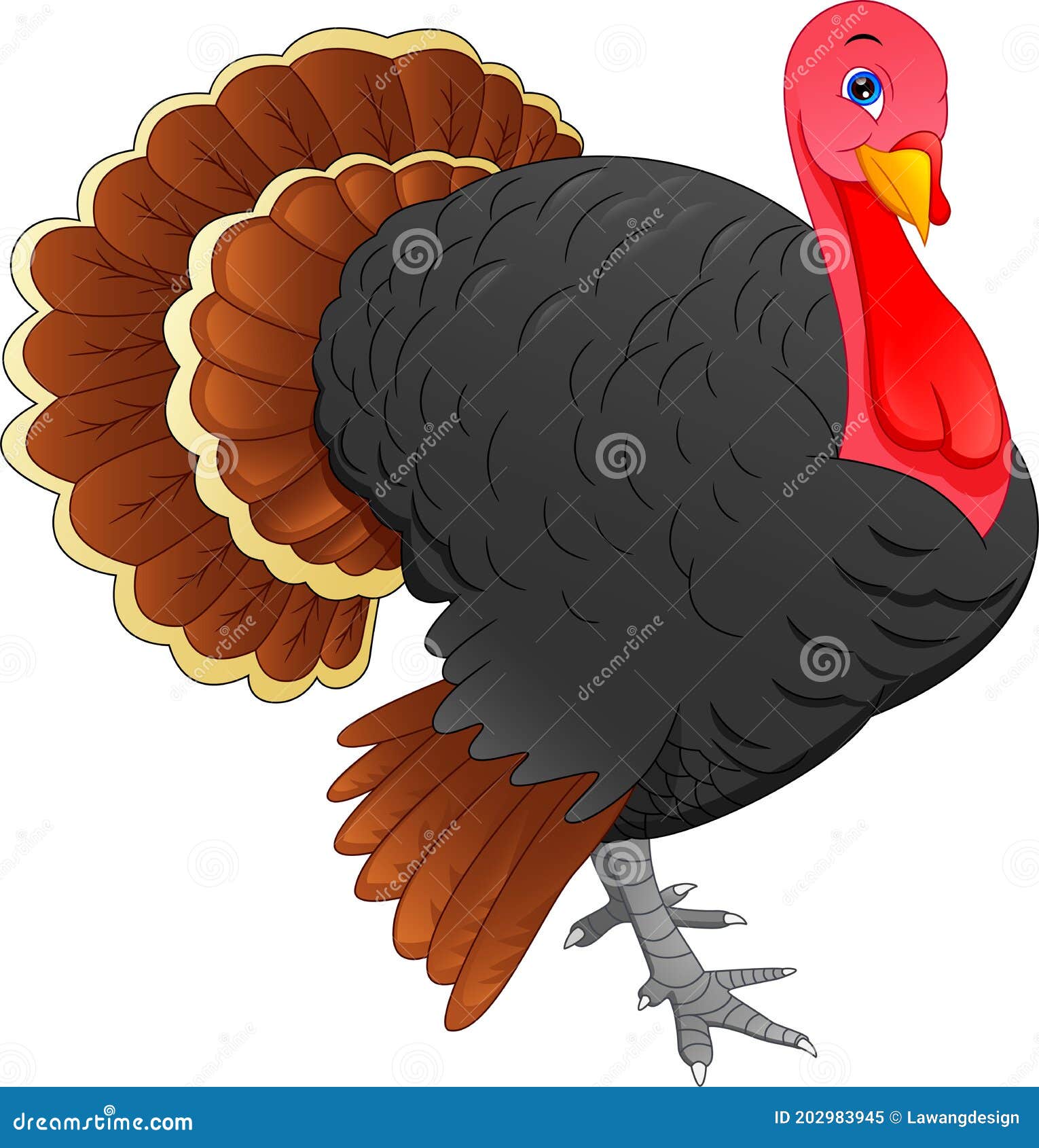 Cute Turkey Bird Cartoon Isolated On A White Background Stock Vector