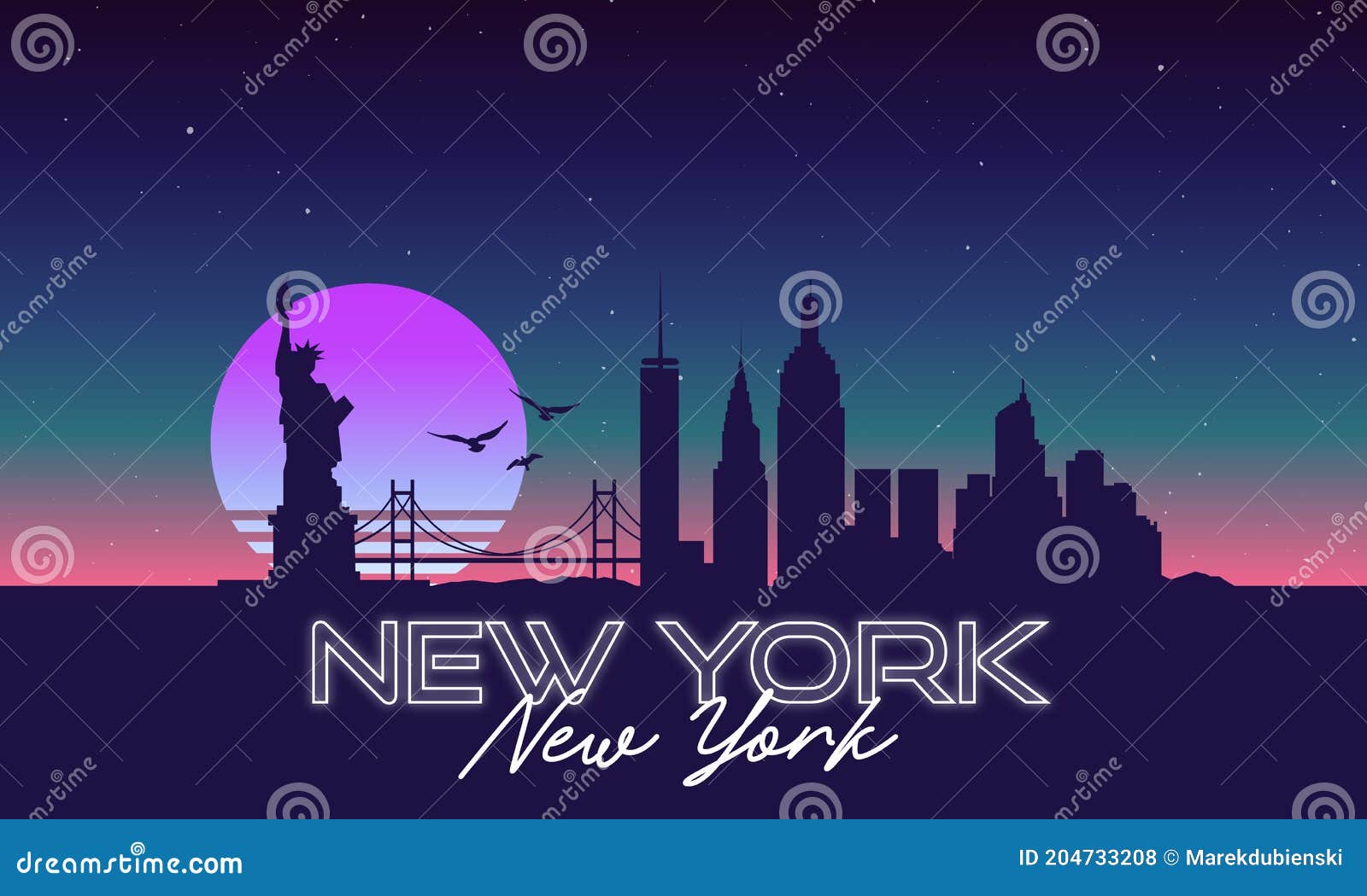 New York Skyline Landscape City Stock Vector - Illustration of building ...