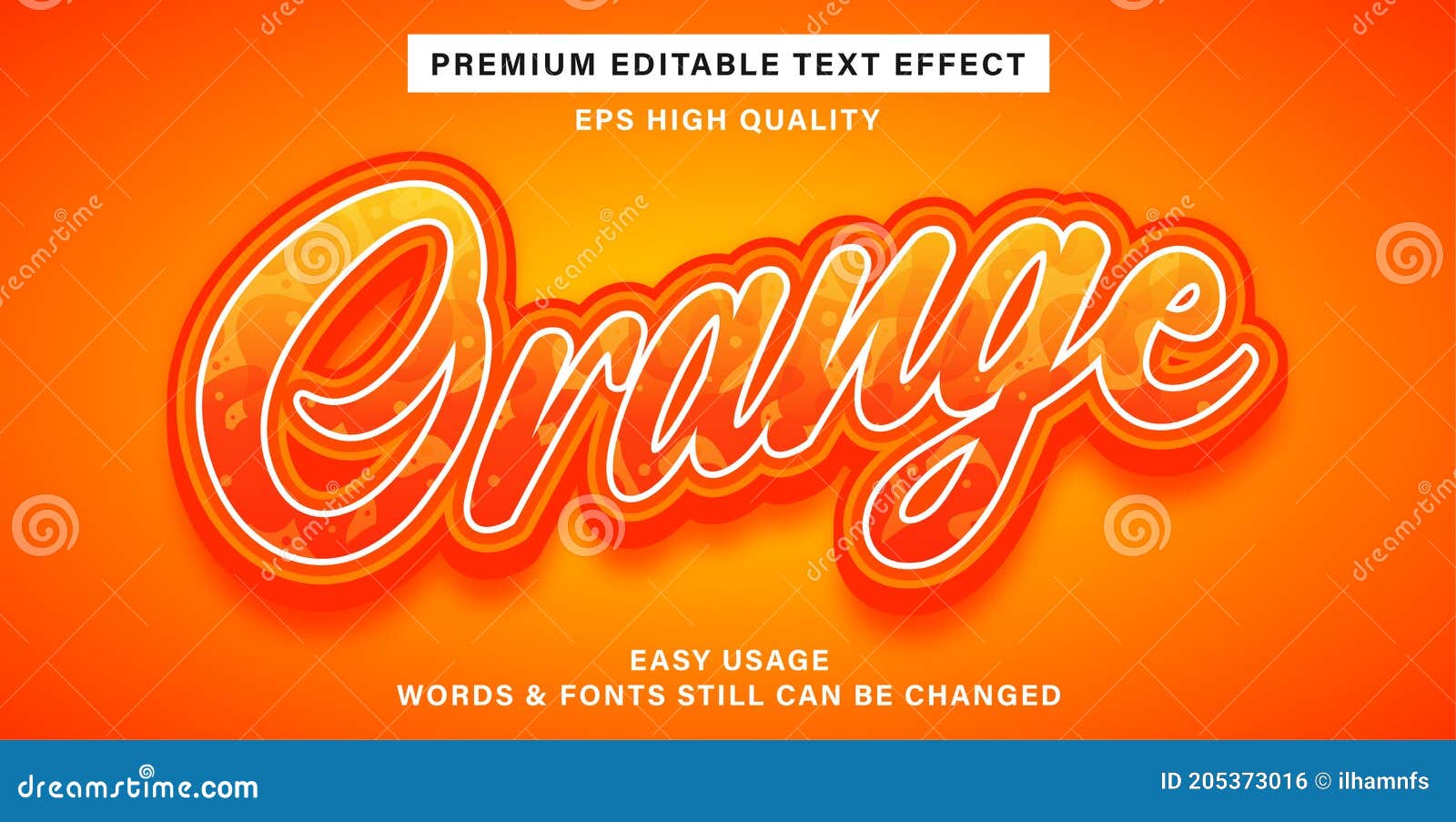 orange editable text effect style
