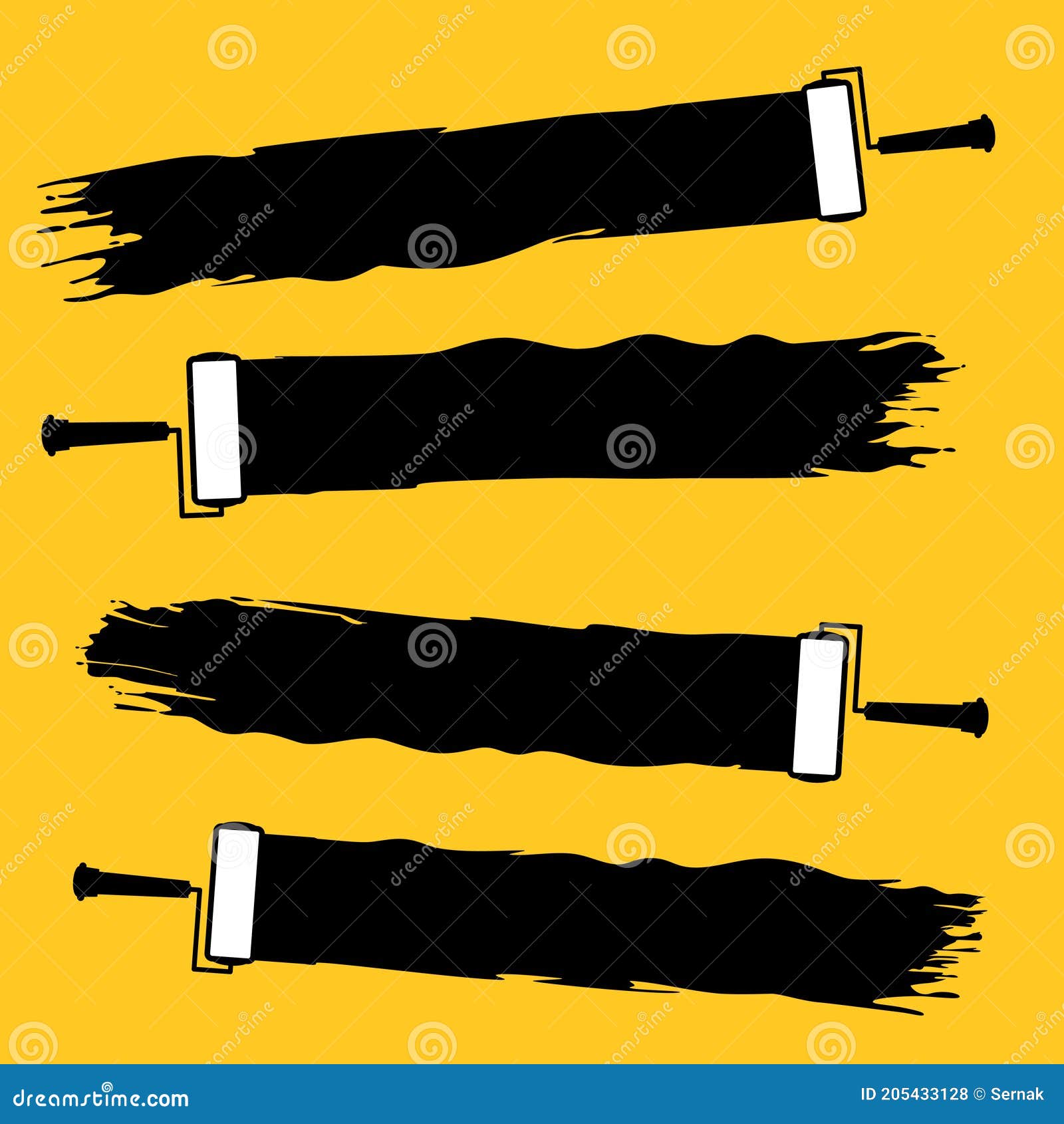 Black Paint Roller Brush Mark. Stock Vector Illustration of stroke