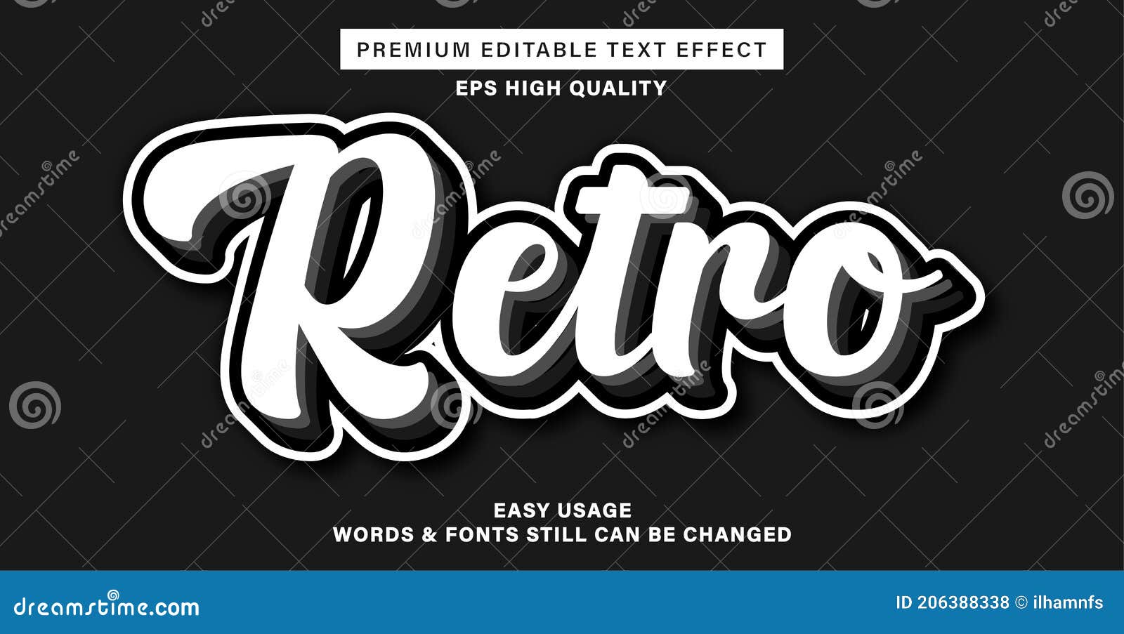 editable text effect retro style