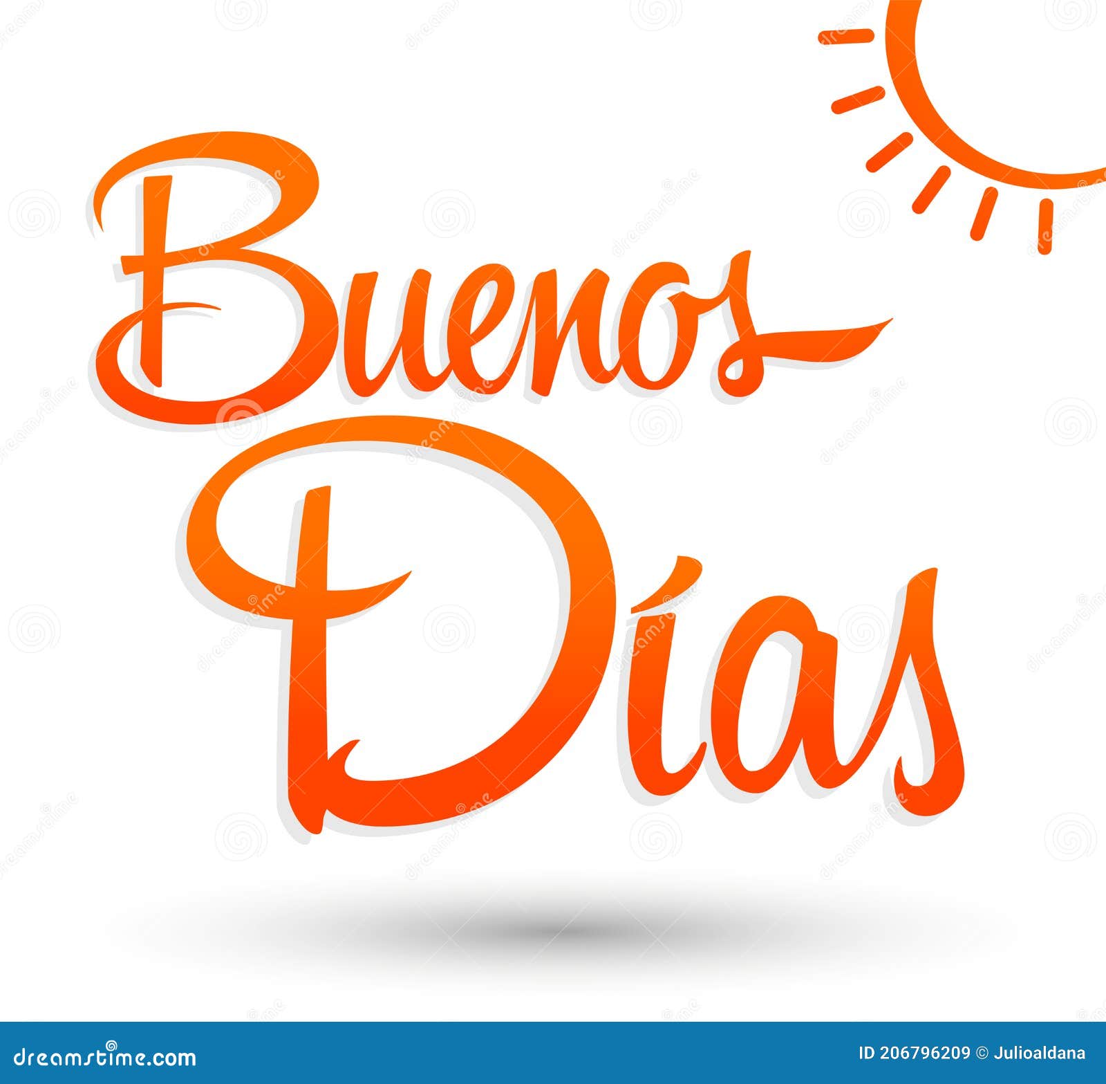 Buenos Dias, Good Morning Spanish Text Lettering Vector. Stock Vector -  Illustration of social, health: 206796209