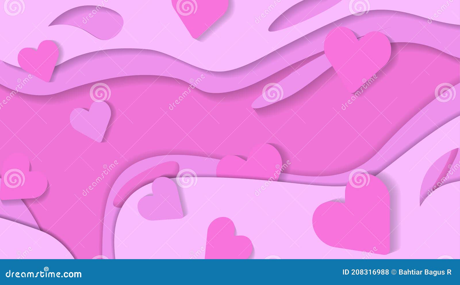 Pink Paper Cut Background with Love Symbol Stock Vector Illustration