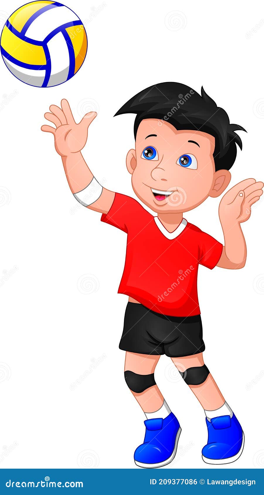 Cartoon Boy Playing Volleyball Stock Vector - Illustration of group ...