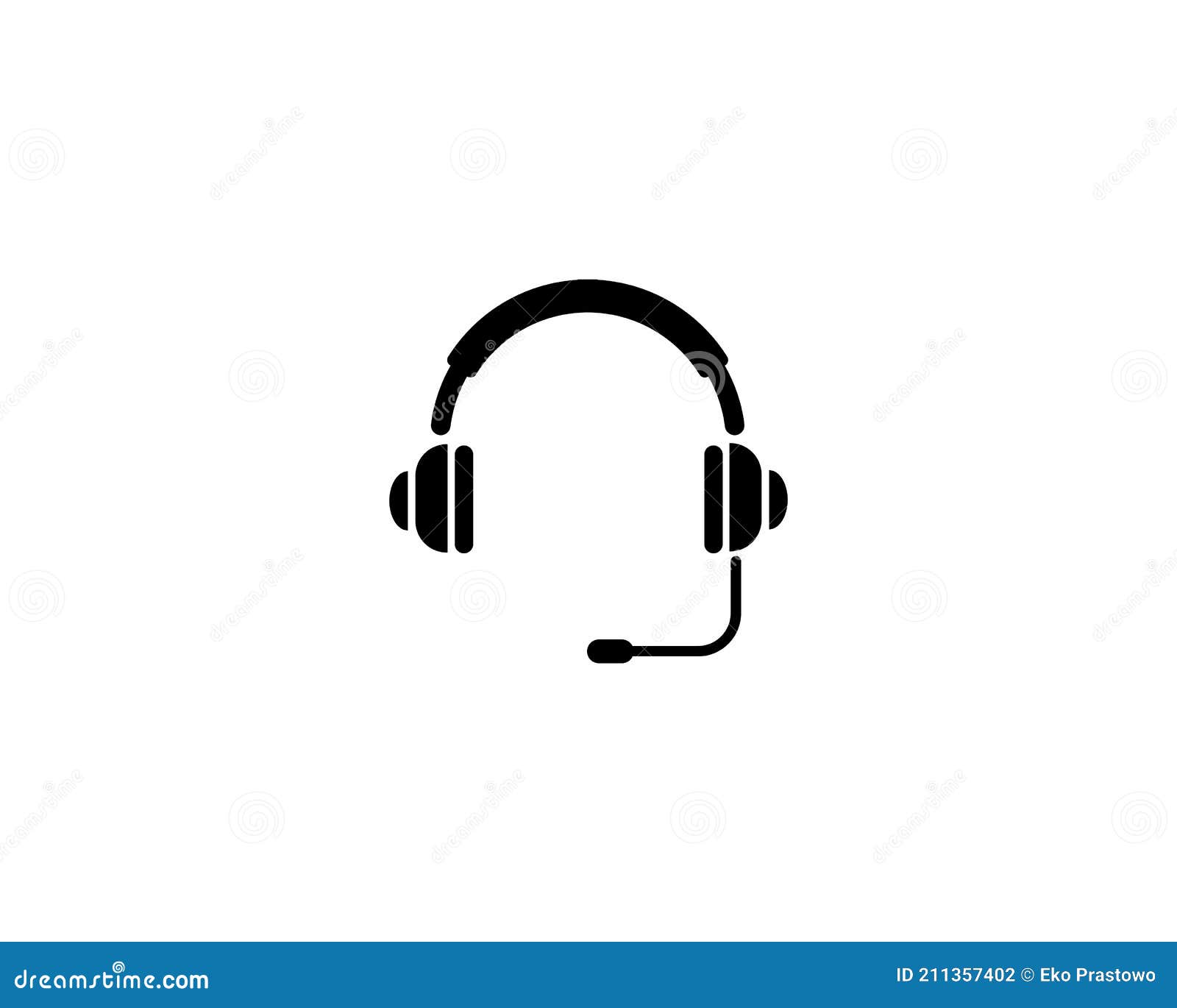 Headset, Headphone, Microphone, Icon Vector Simple Stock Vector