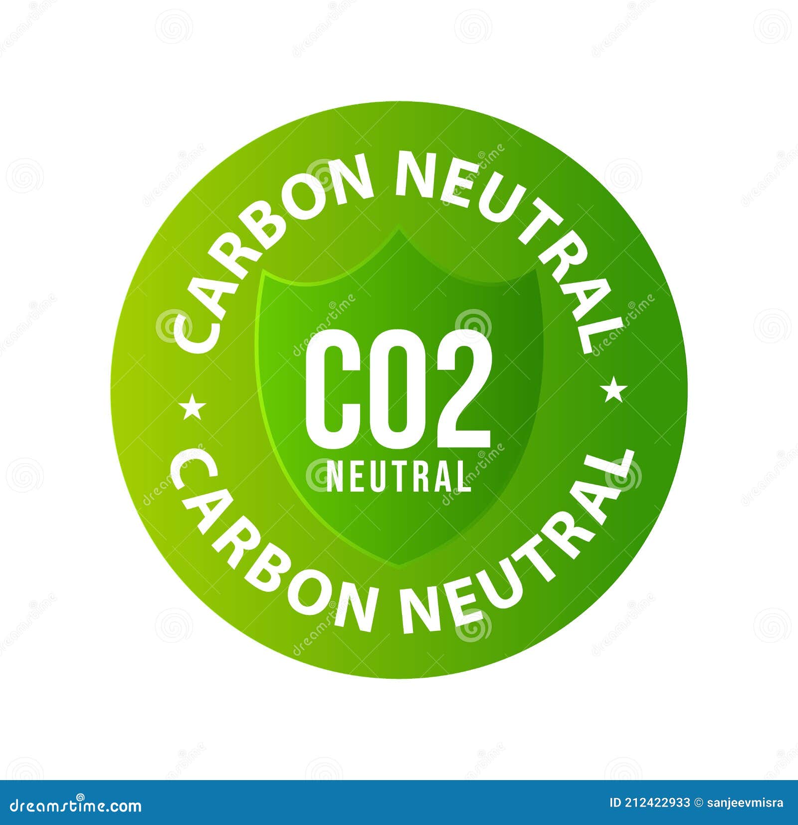 Carbon Neutral Vector Icon, Co2 Neutral Green Color Stock Vector