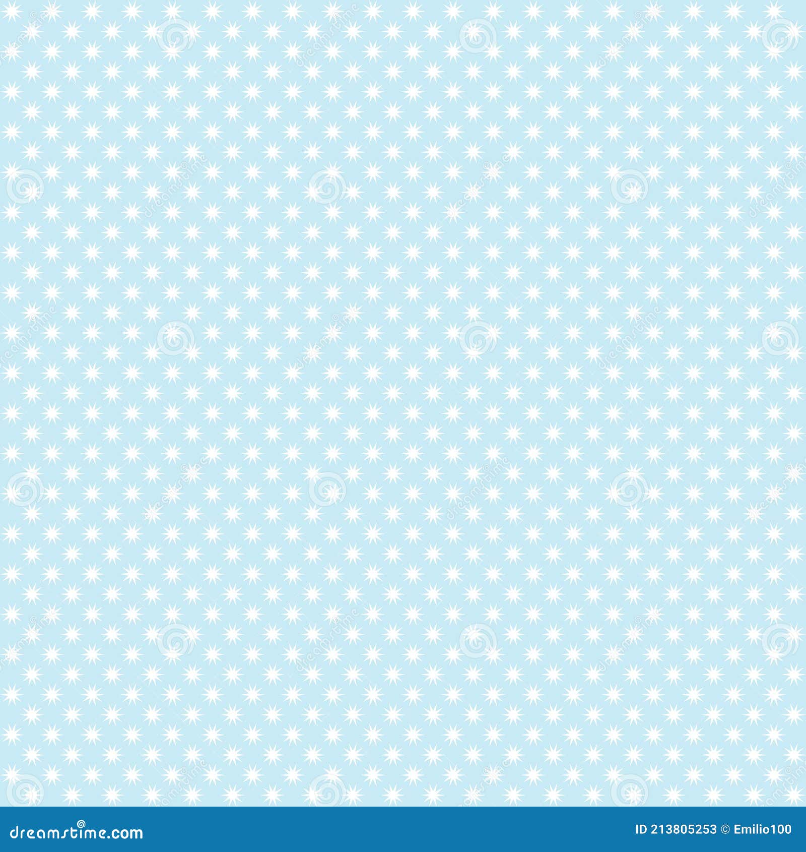 Pattern of White Stars on Light Blue Background, Vector Illustration