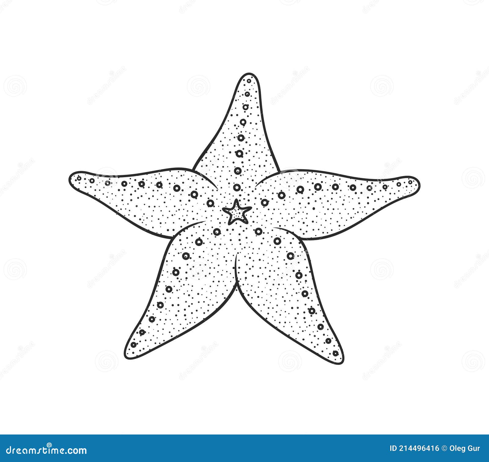 Cute cartoon Starfish. Draw illustration in black and white 7654444 Vector  Art at Vecteezy