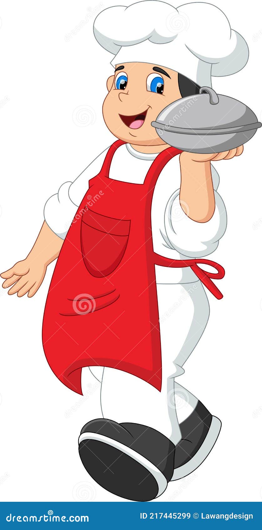 Chef bring a food tray stock vector. Illustration of beautiful - 217445299