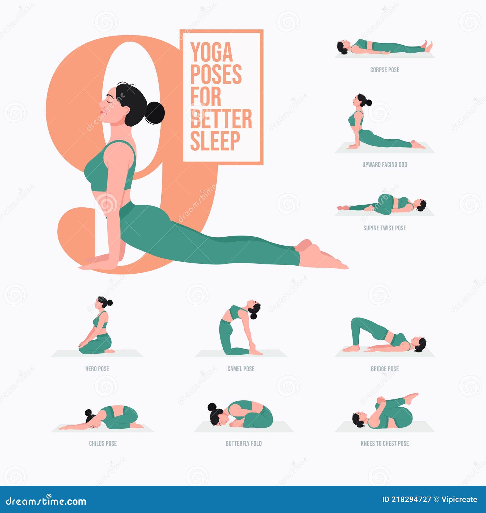 Yoga Poses Better Sleep Fitness Exercises Stock Vector (Royalty Free)  1046855506 | Shutterstock