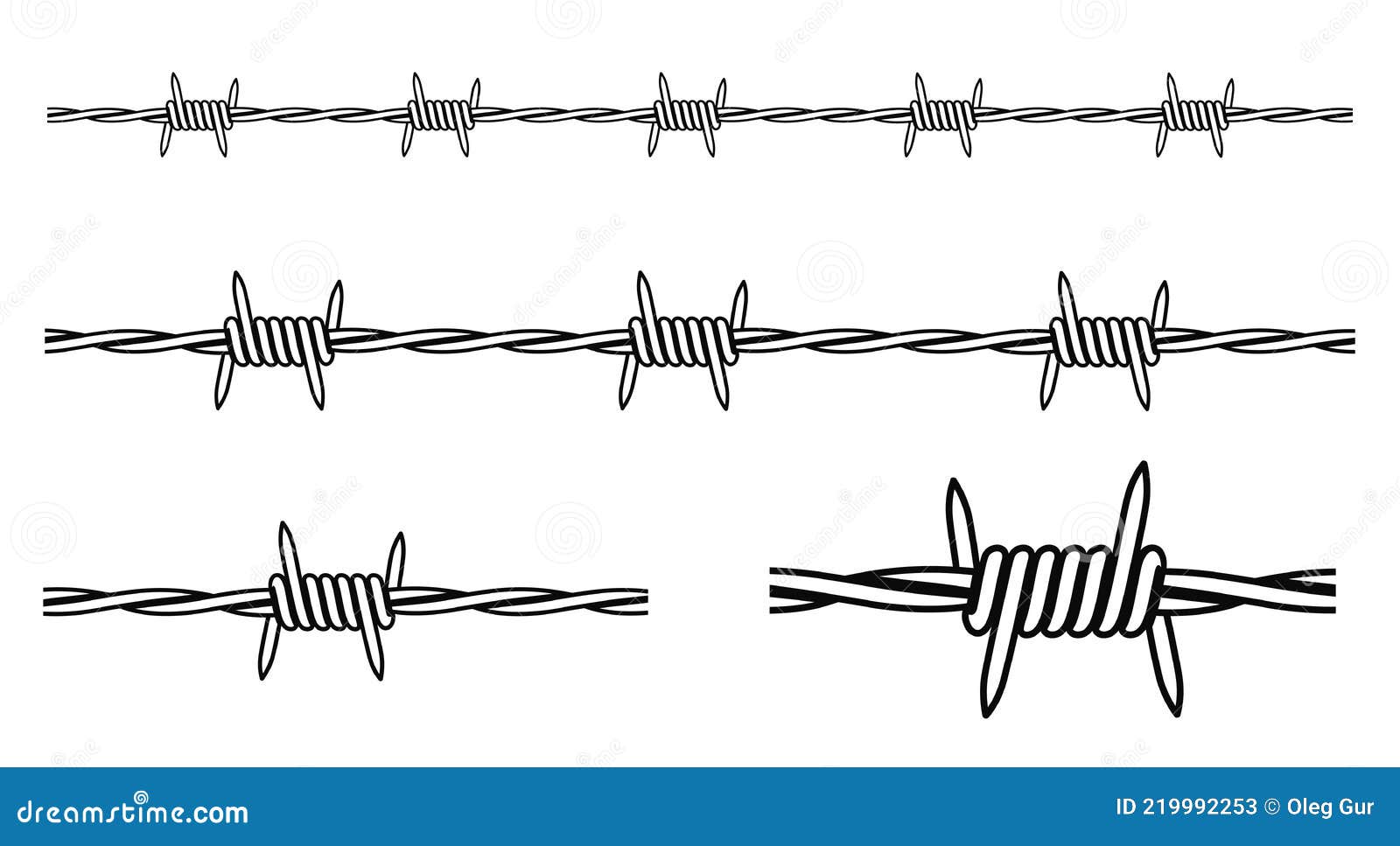 Barbed Wire Outline. Isolated Barbed Wire on White Background Stock