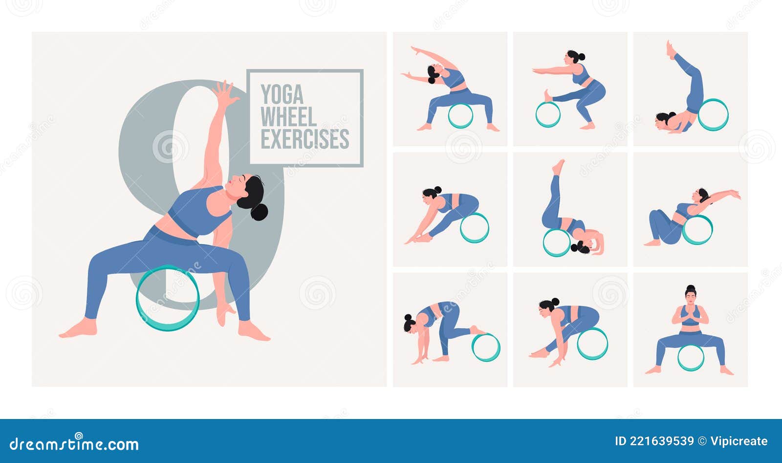 Yoga Wheel Exercises. Young Woman Practicing Yoga Pose Stock