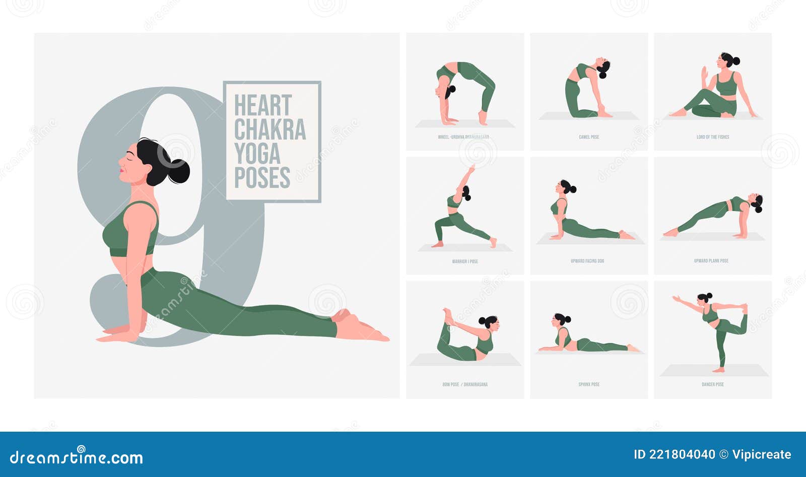 Heat Chakra Yoga Poses. Young Woman Practicing Yoga Pose Stock Vector