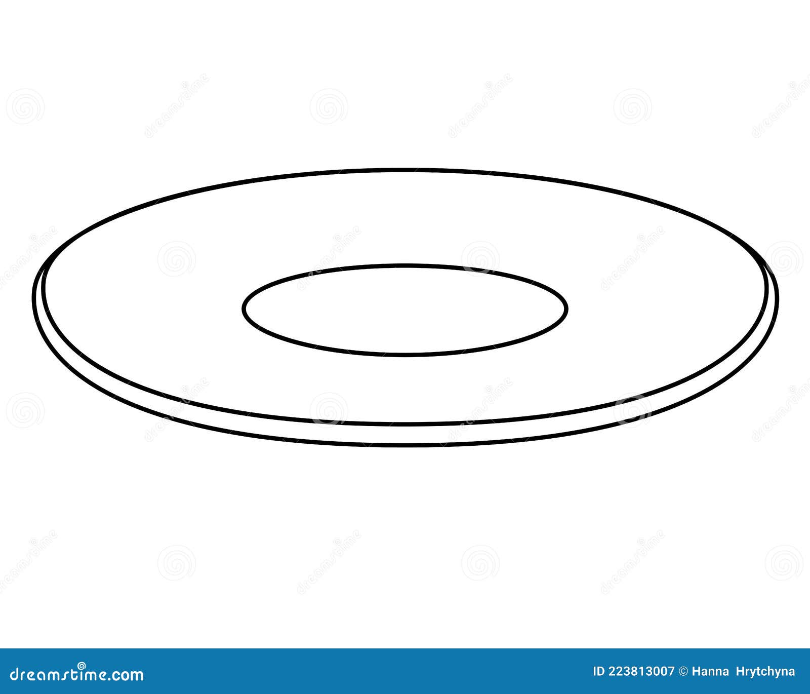 Plate or Saucer Vector Linear Picture for Coloring. Outline. an Empty, Clean Plate Stock