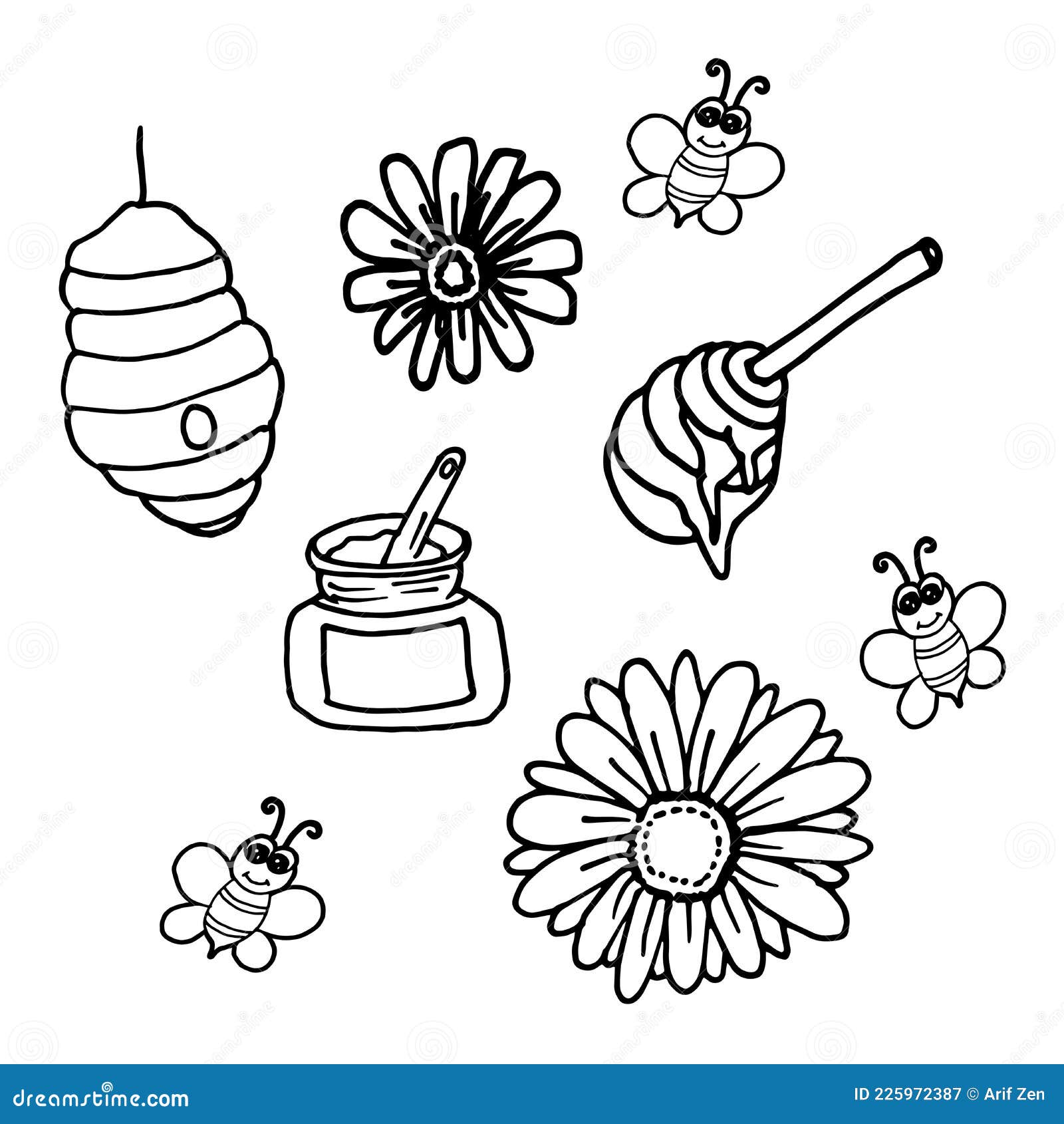 Honey sketch pattern Hand drawn honeycomb and  Stock Illustration  50641153  PIXTA