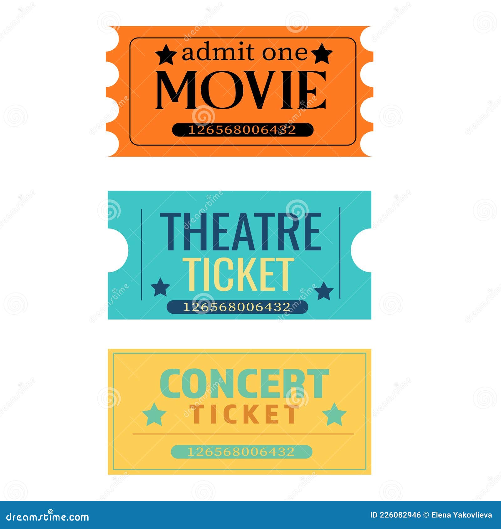 Concert Movie Theater Ticket Template. Empty Lottery Cardboard Coupons