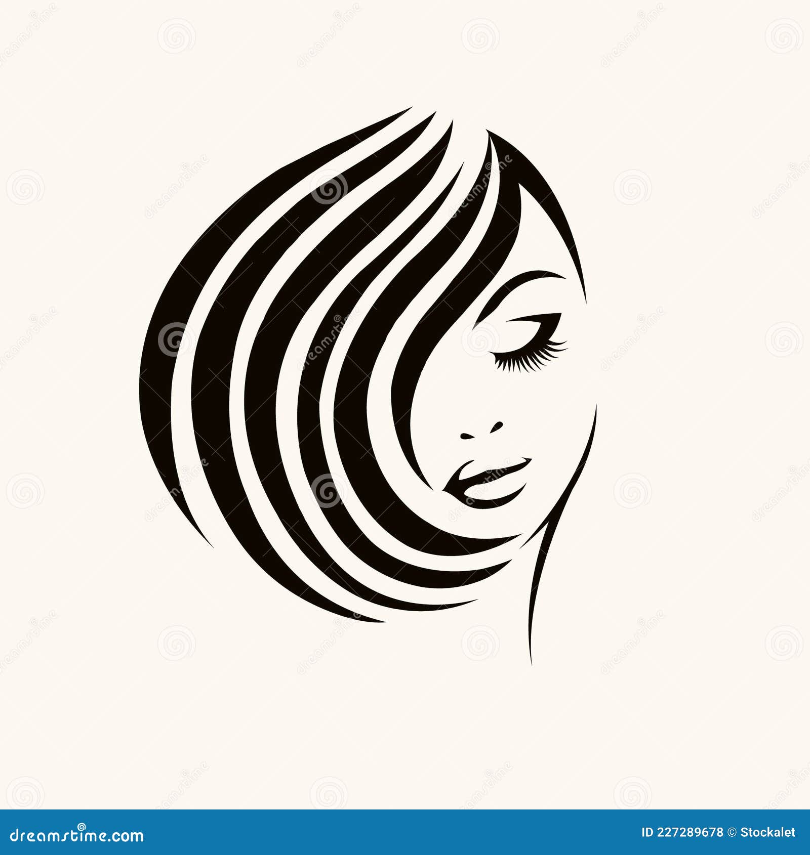 Wavy Haircut, Elegant Makeup Illustration. Beauty, Hair Salon Character  Logo. Stock Vector - Illustration of drawing, glossy: 227289678