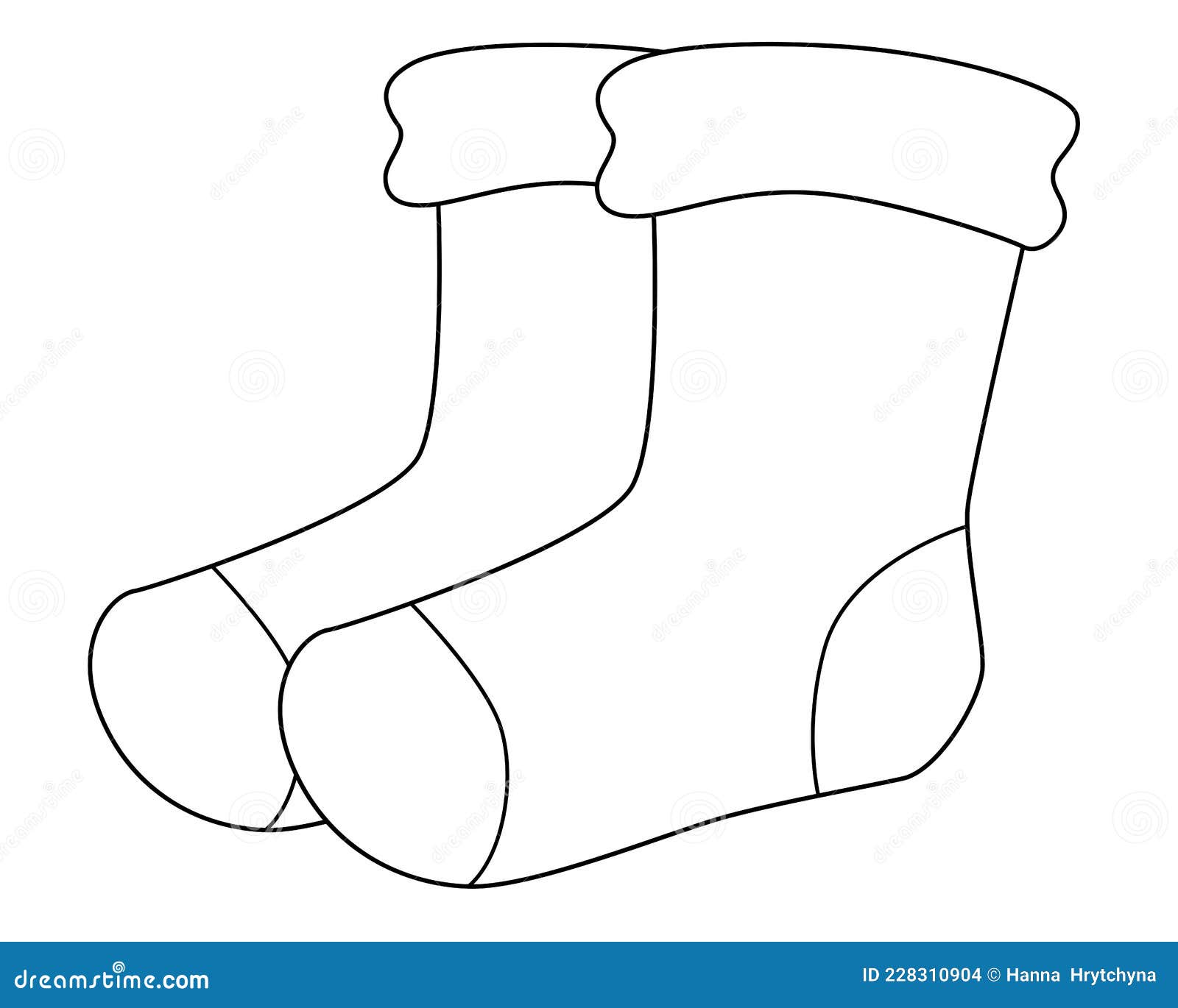 Socks. Pair of Socks - Vector Linear Illustration with Clothes for ...
