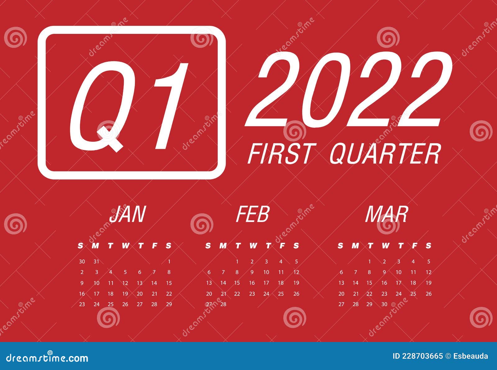 first-quarter-of-calendar-2022-stock-vector-illustration-of-february
