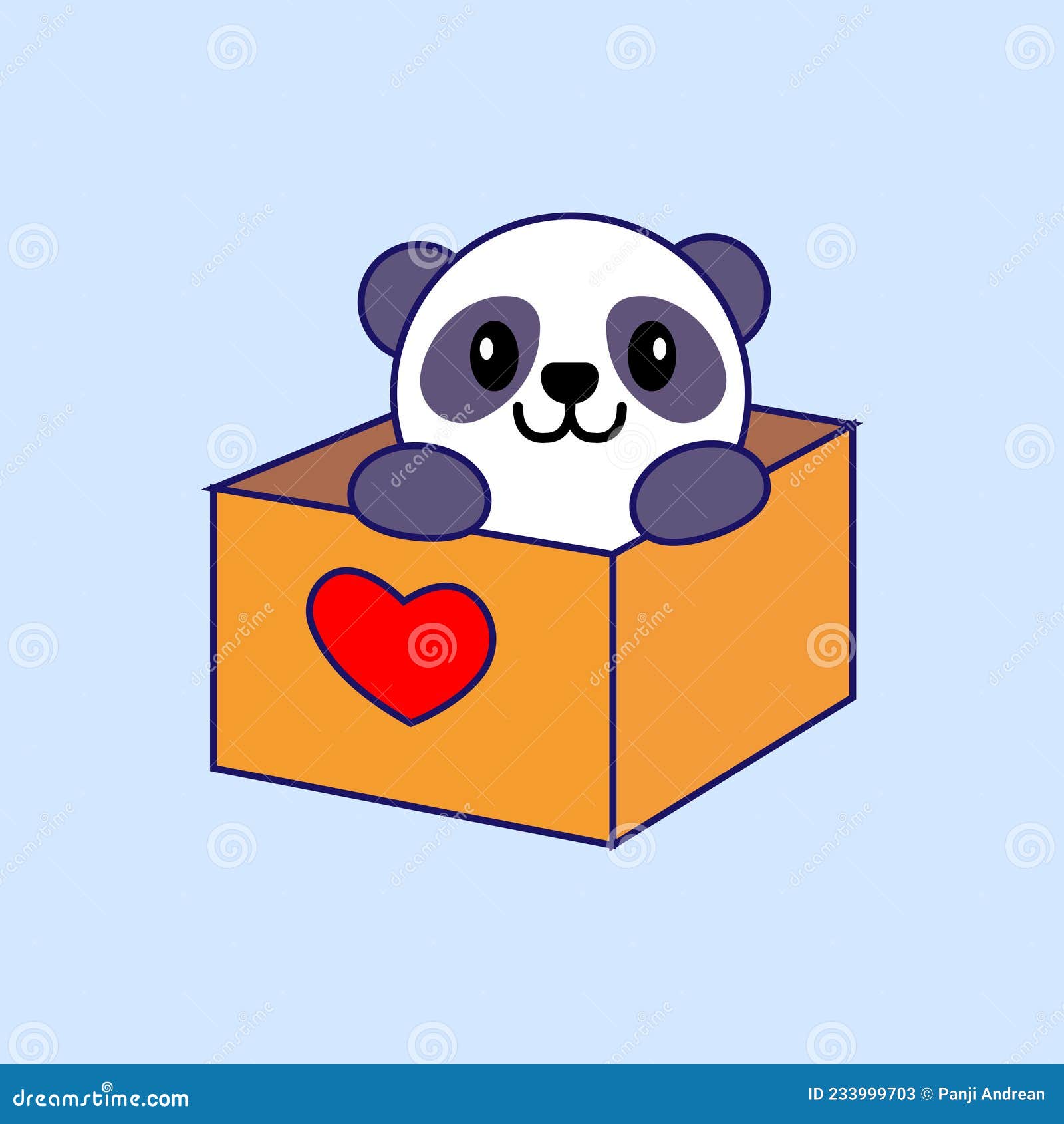 cute panda in box  graphic 