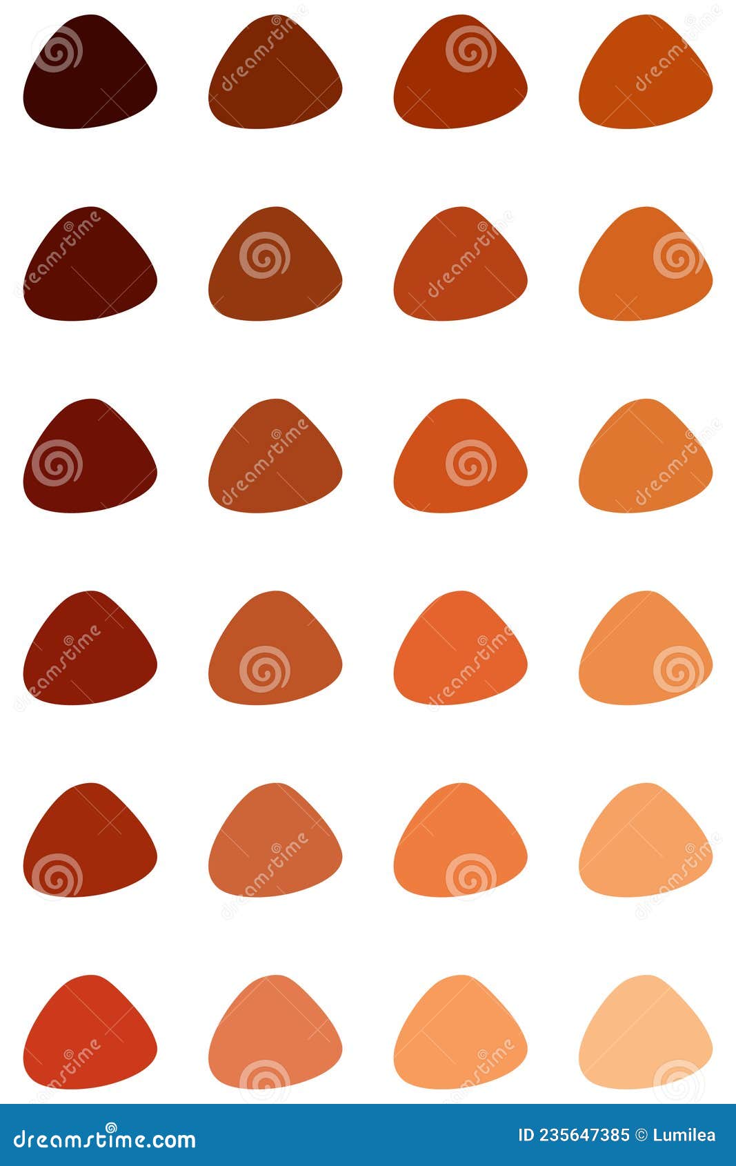 Set of Red Orange Skin Shades Palette. Stock Vector Illustration of