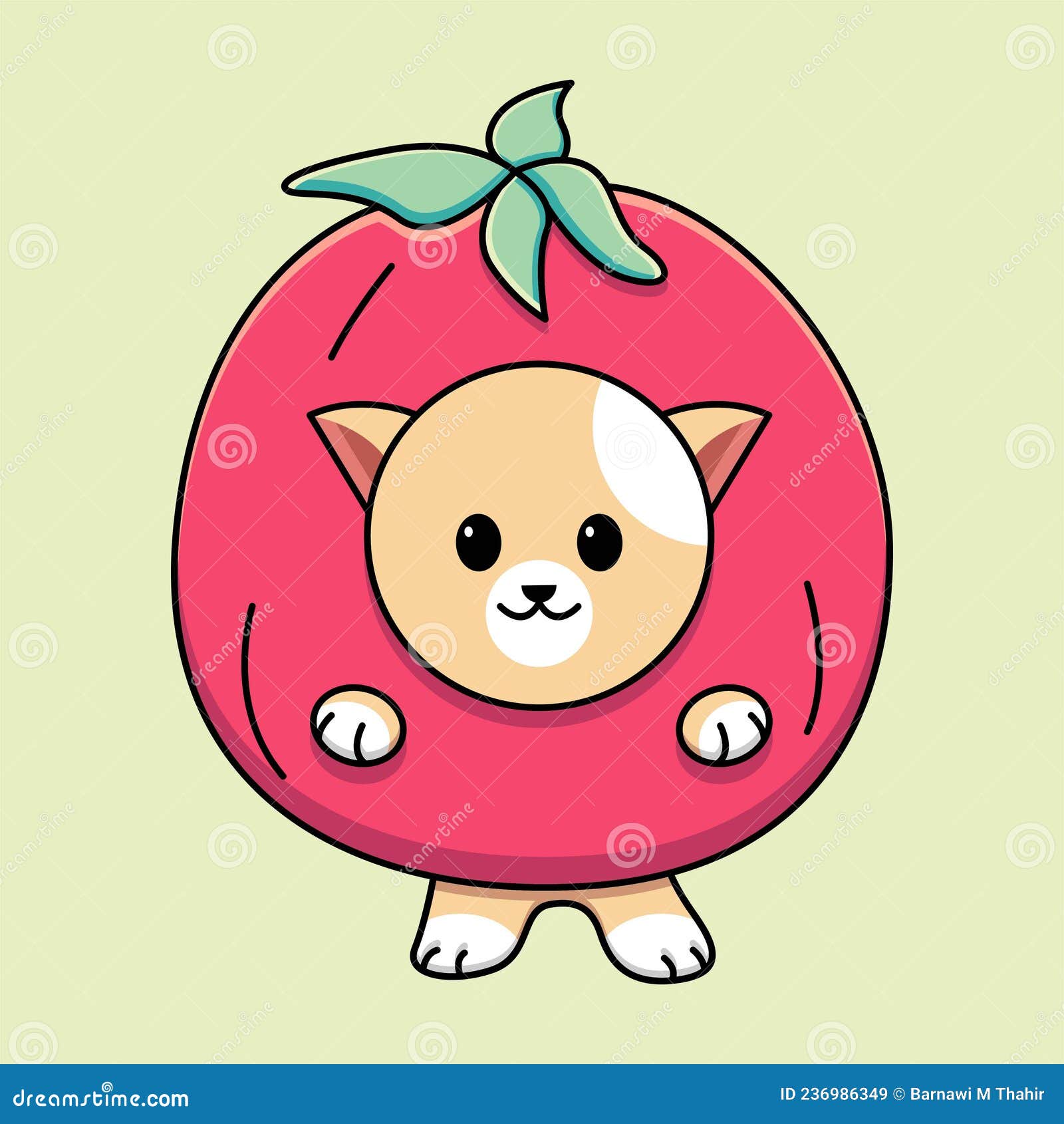 cute cat in tomato costum cartoon