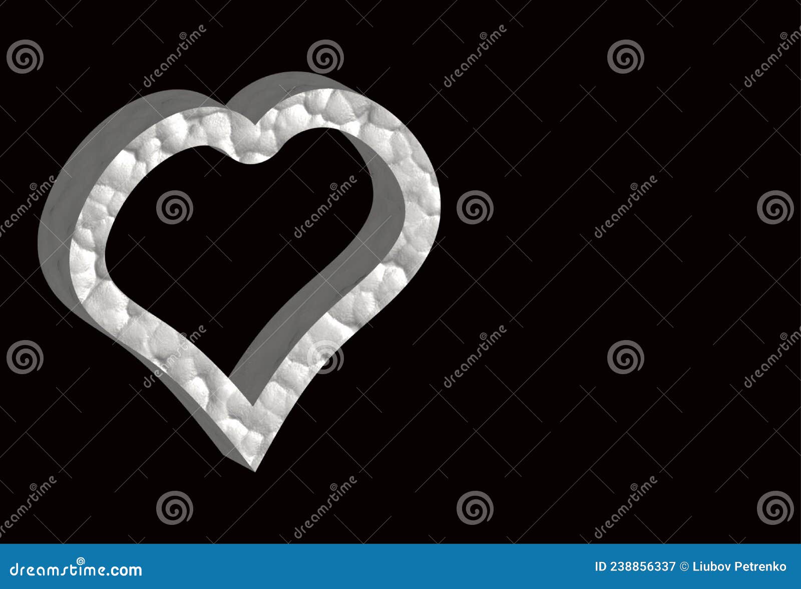 White Heart on Black Background. Stock Illustration Illustration of