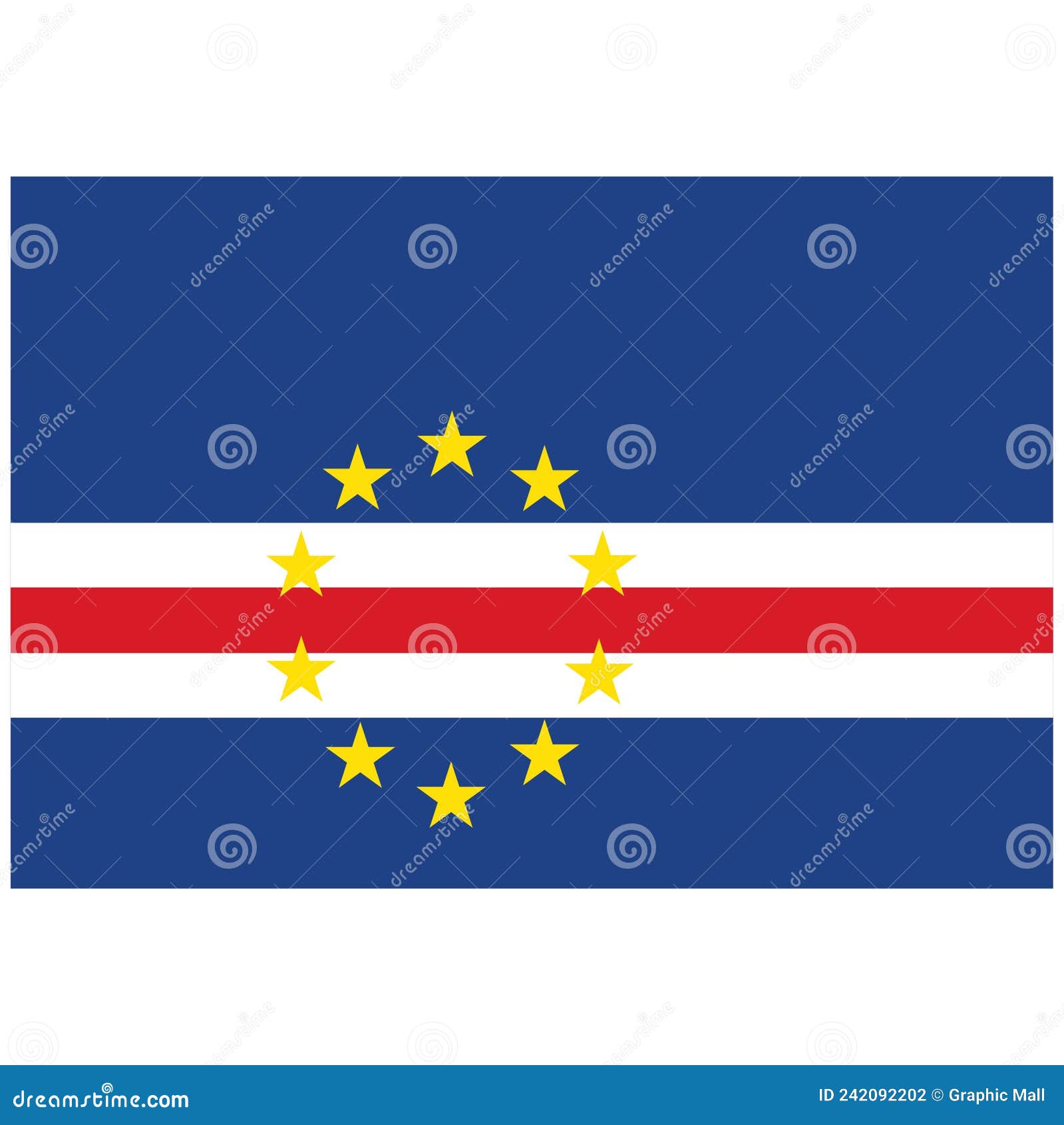 national flag of cabo verde - flat color icon.