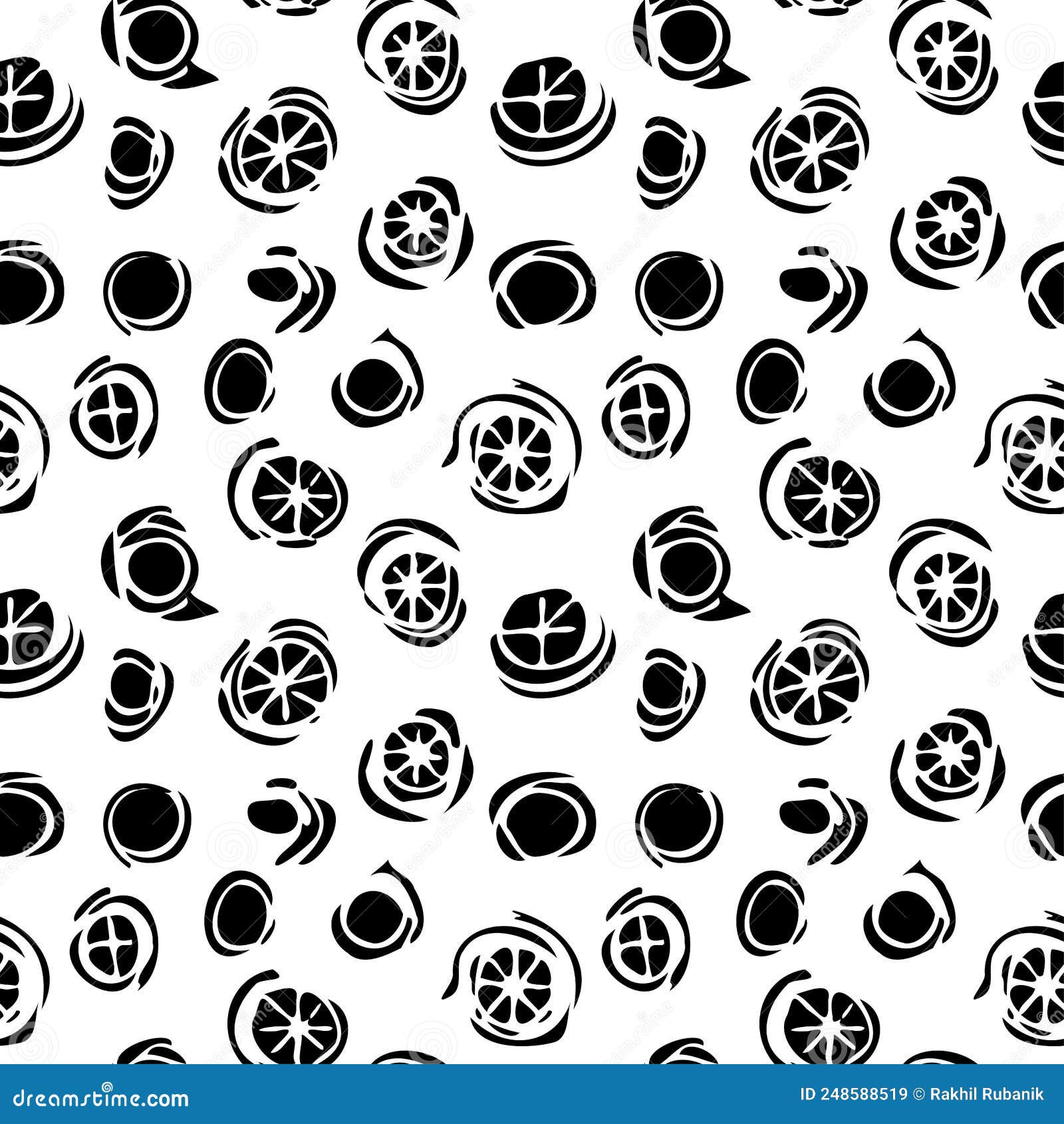Abstract Black and White Dotted Seamless Vector Pattern. Polka Dots