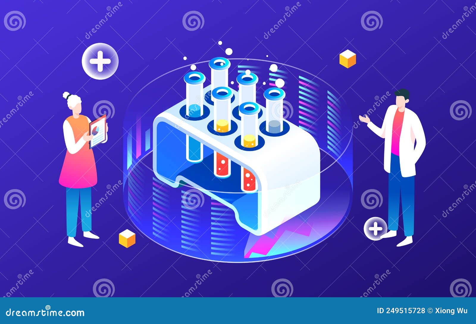 People are Developing New Drugs, Technology Medical Treatment, Vector