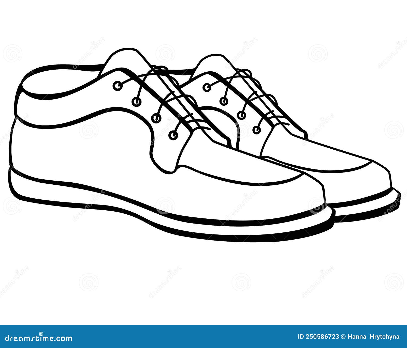 Pair of Men`s Shoes with Laces - Vector Linear Picture for Coloring ...