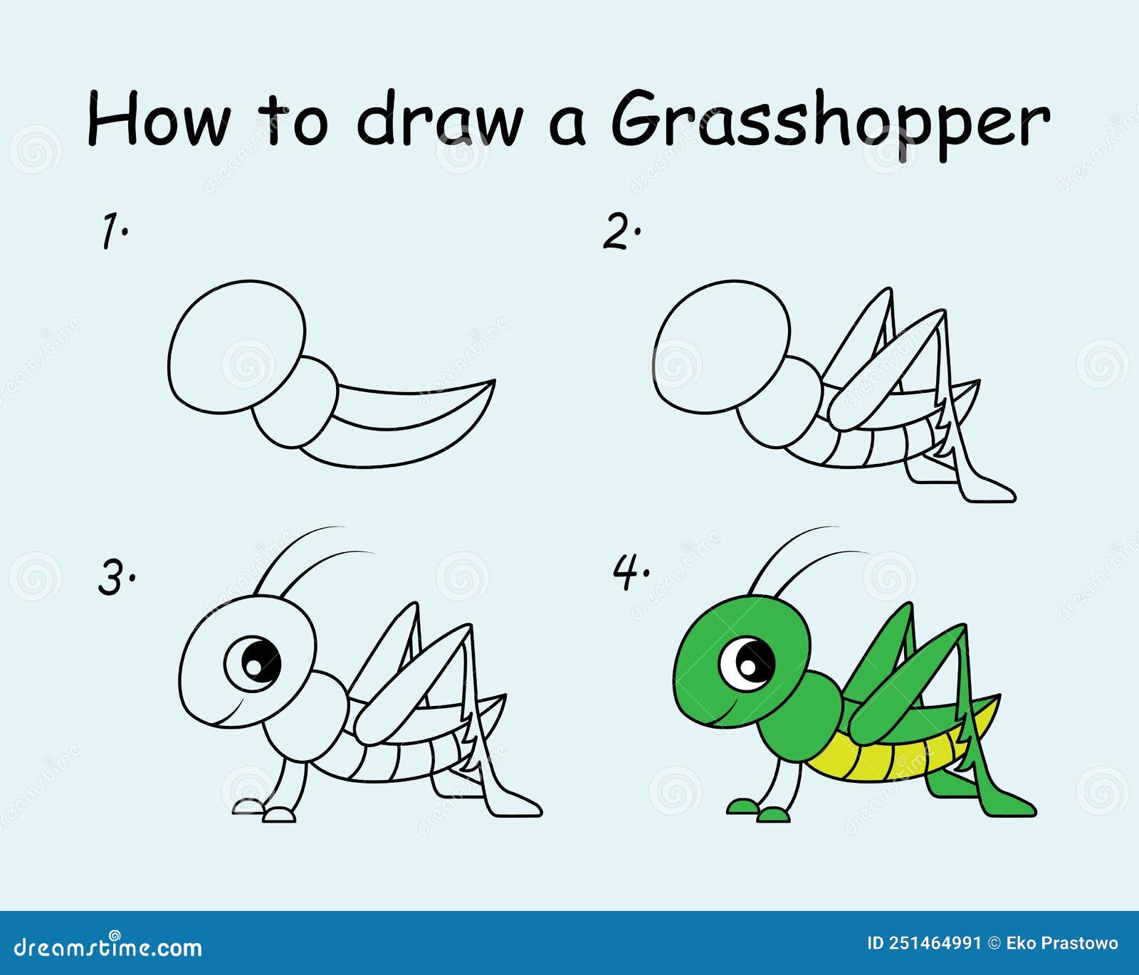 How To Draw A Grasshopper - Preschool | Art For Kids Hub