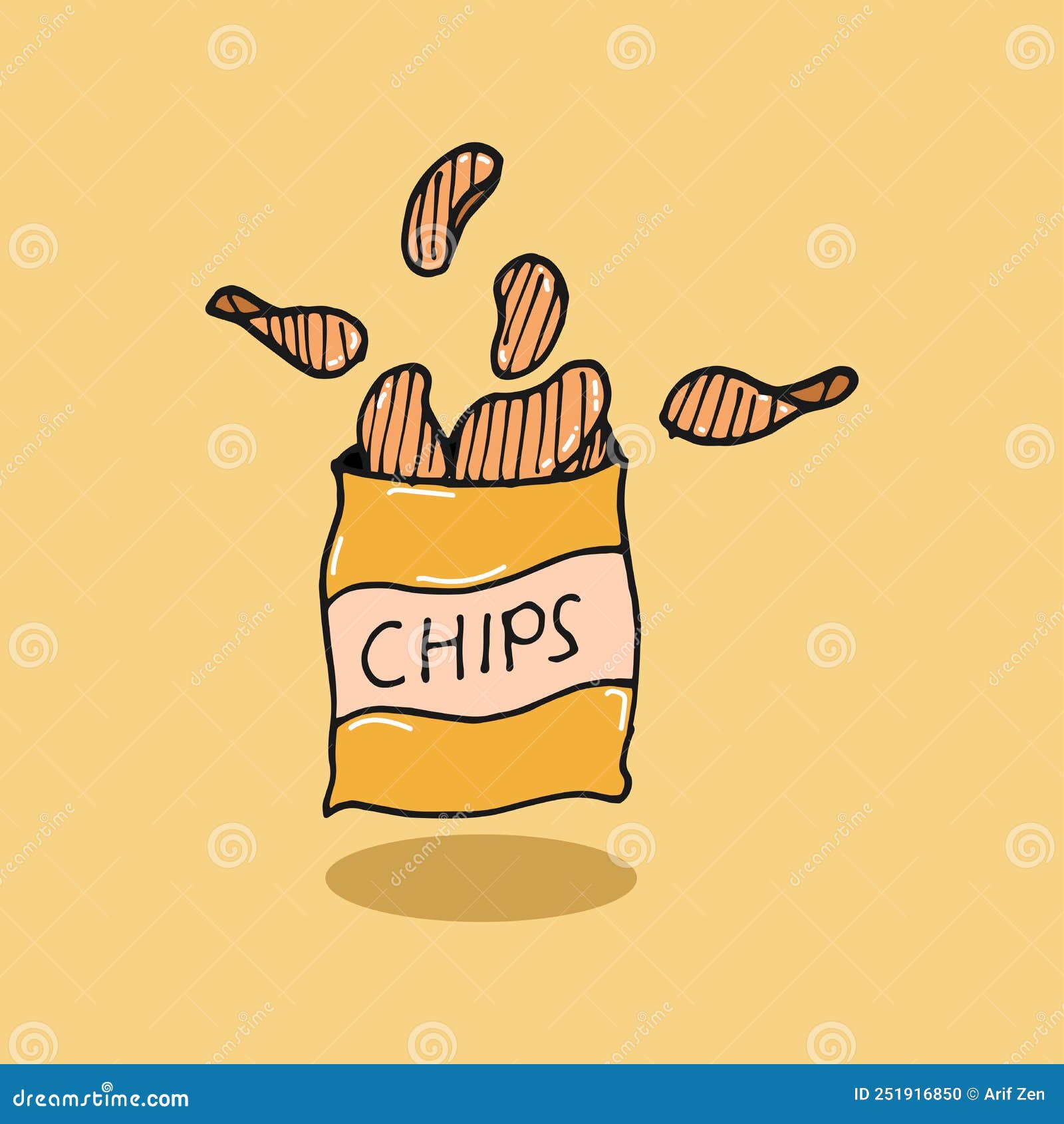 Open Chips Package Cartoon Vector 77232383